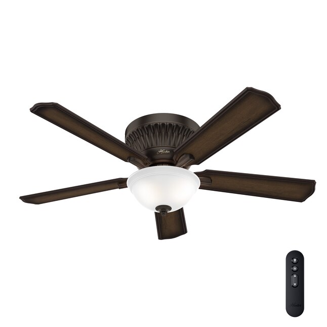 Hunter Chauncey 54 In Onyx Bengal Led Indoor Flush Mount Ceiling Fan With Light Remote 5 Blade The Fans Department At Com - Best Hugger Mount Ceiling Fans