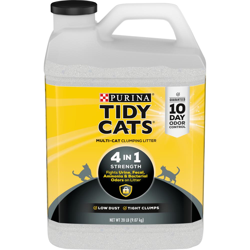 Purina Tidy Cats 4-in-1 Scented Cat Litter – 20lb Gray Clay, Controls Odor, Clumping, Multiple Cat Formula – Easy Scooping, Ammonia & Bacterial Odor Control