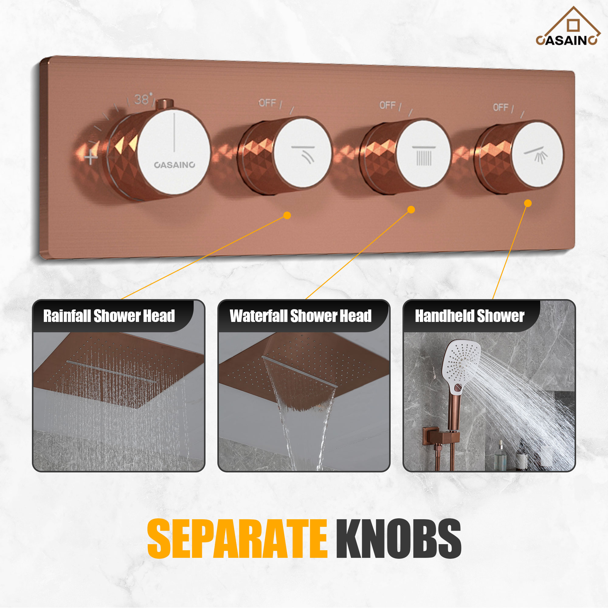 CASAINC KCHS0001-16BRG Showerhead-Bar-Panels - View #6