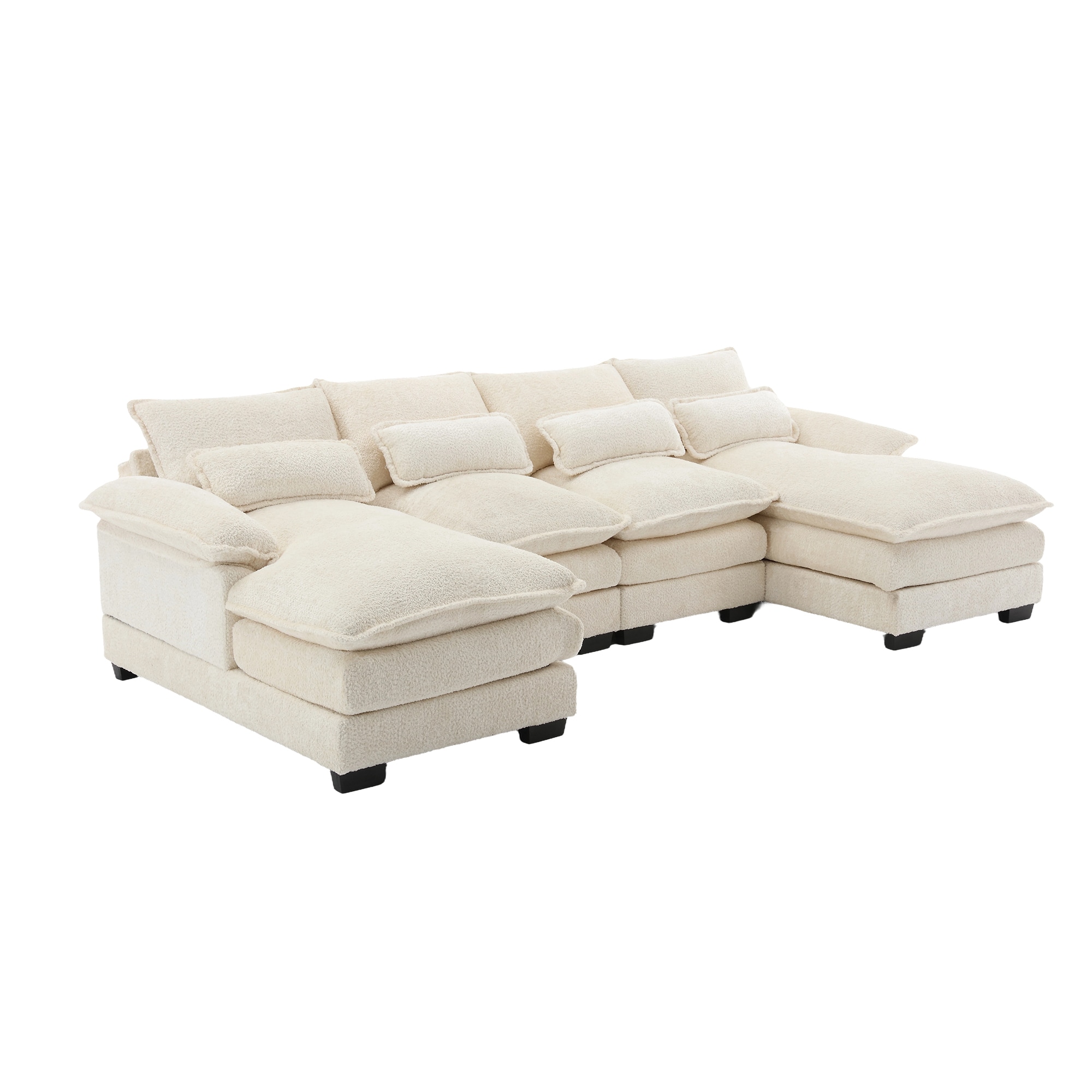 Bybafun YA3700456 110.6-in Modern Beige 4 -seater Reclining Sectional