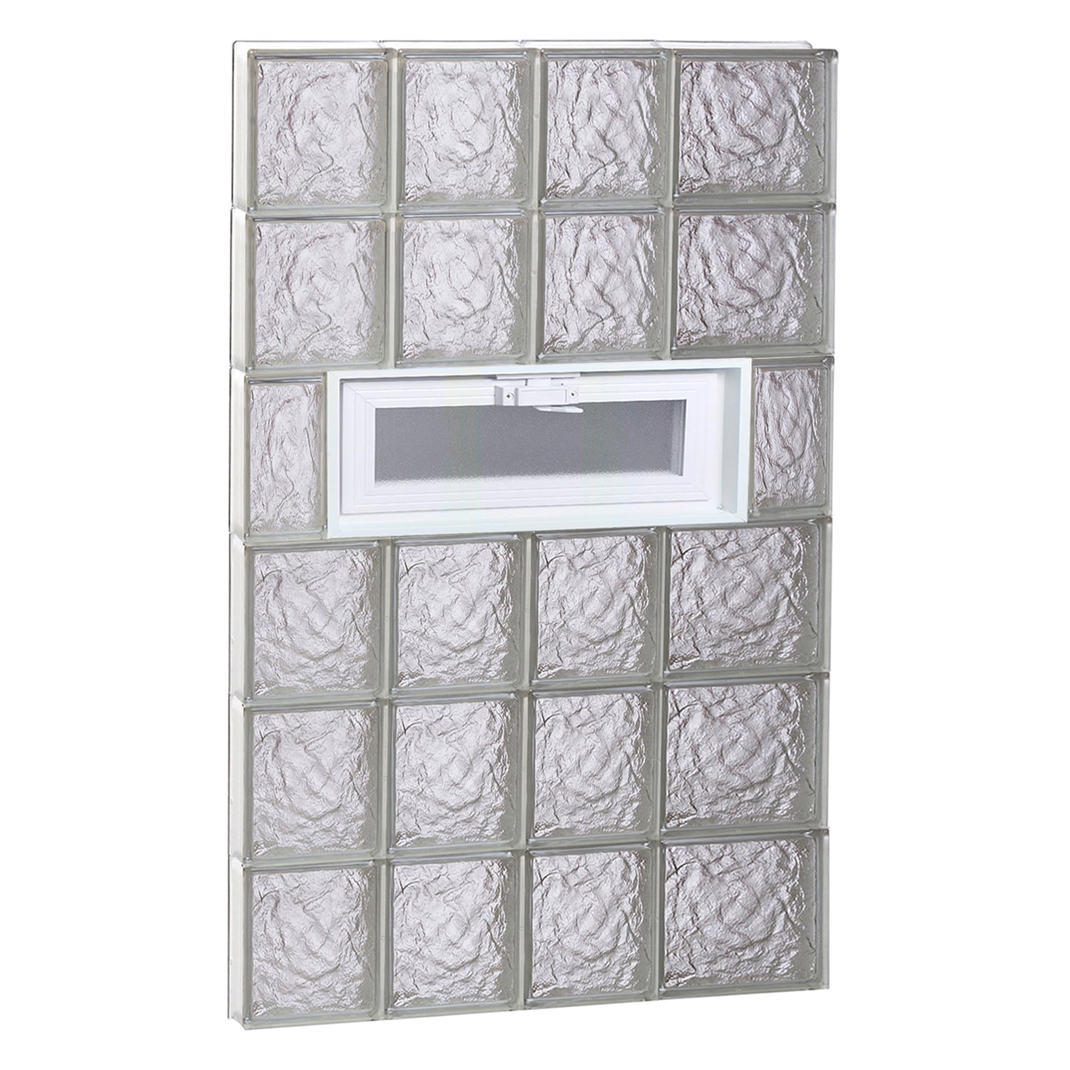 REDI2SET V2648IS Ice Glass 25-in x 46-1/2-in Frameless Replacement Vented Glass Block Window