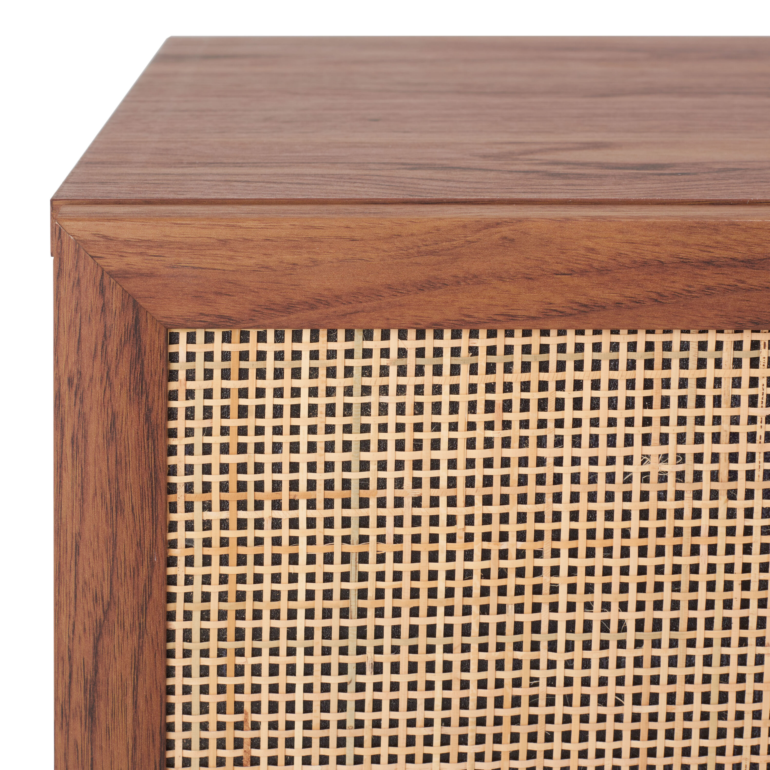Silvanna Walnut and Natural Rattan 60" Media Cabinet