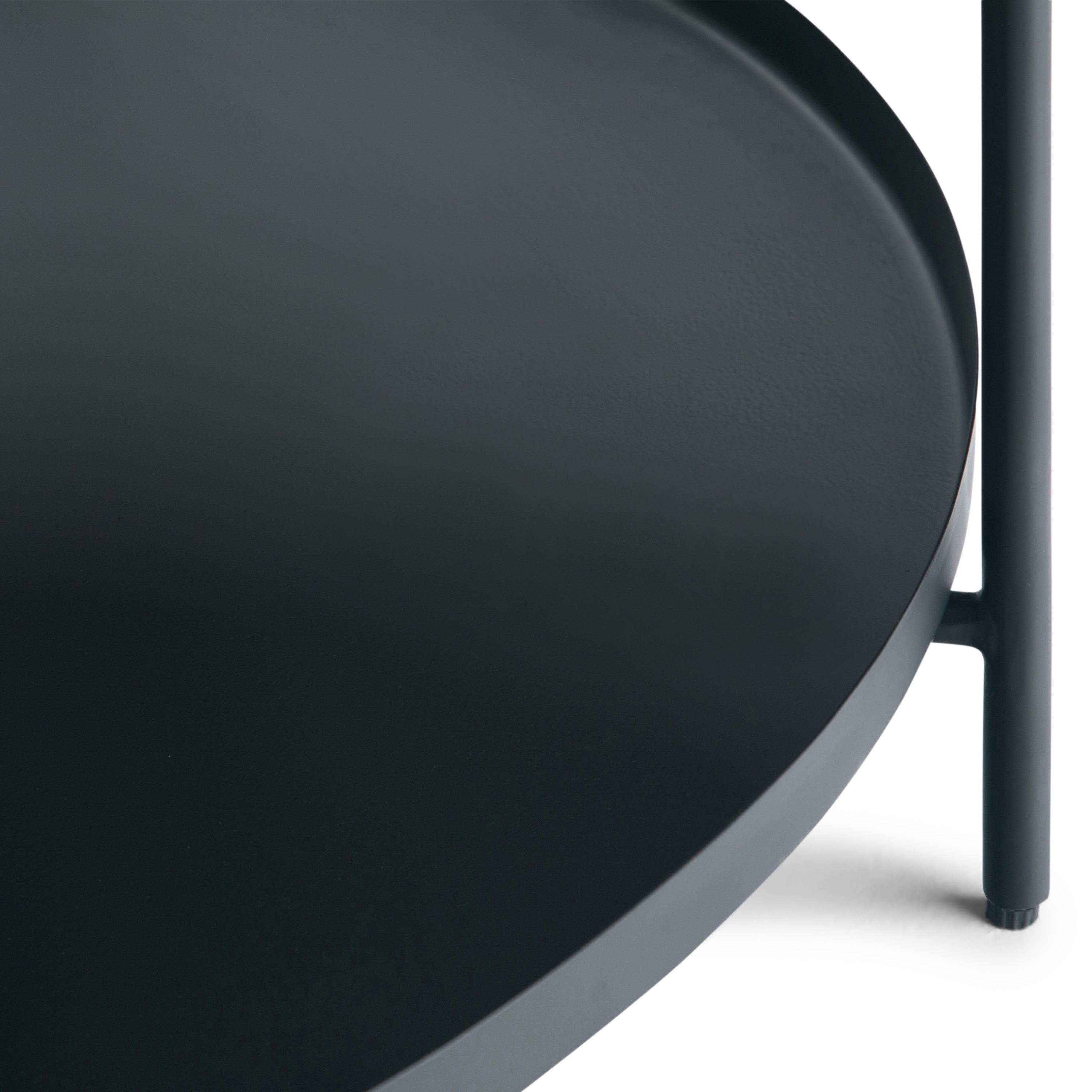 Monet 32" Round Black Metal Coffee Table with Storage