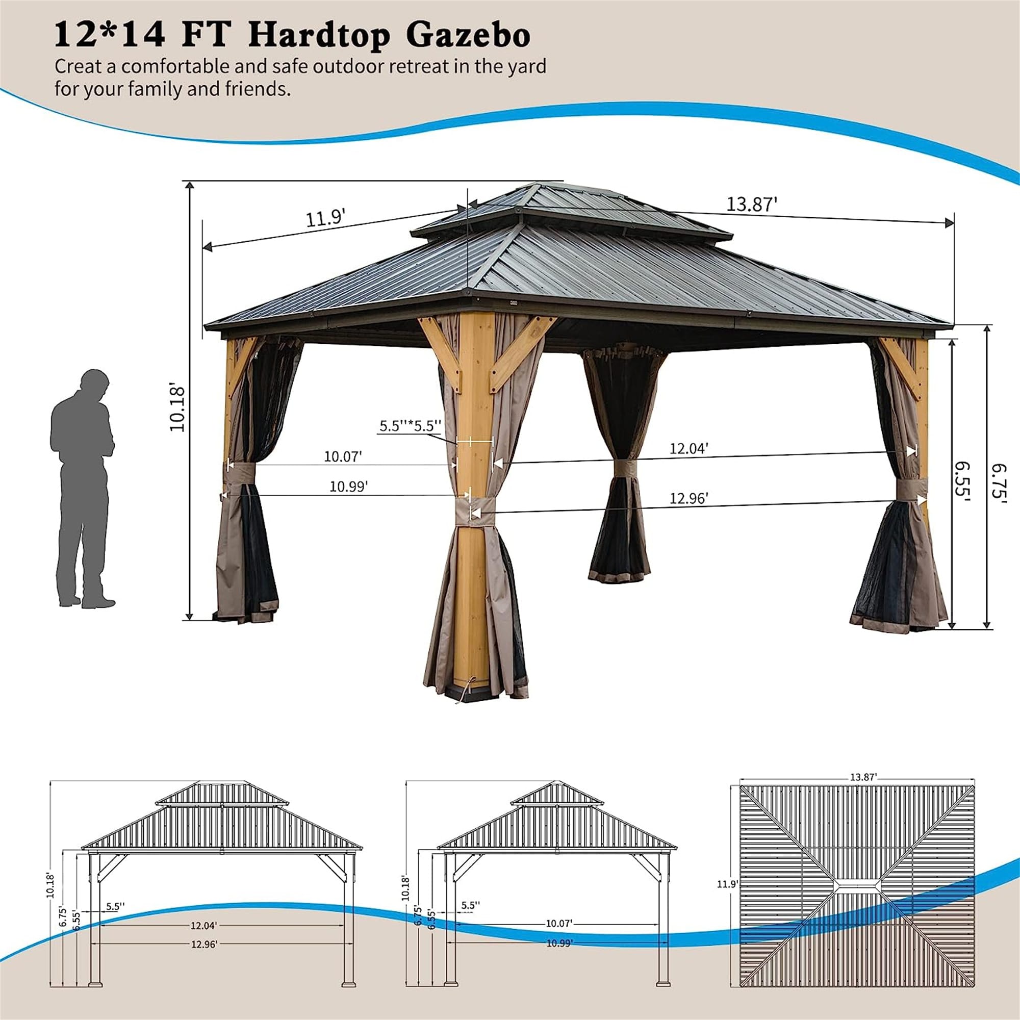 JIMSMAISON BOCPCG05-14BRO Wood-Resin-Gazebos - View #6