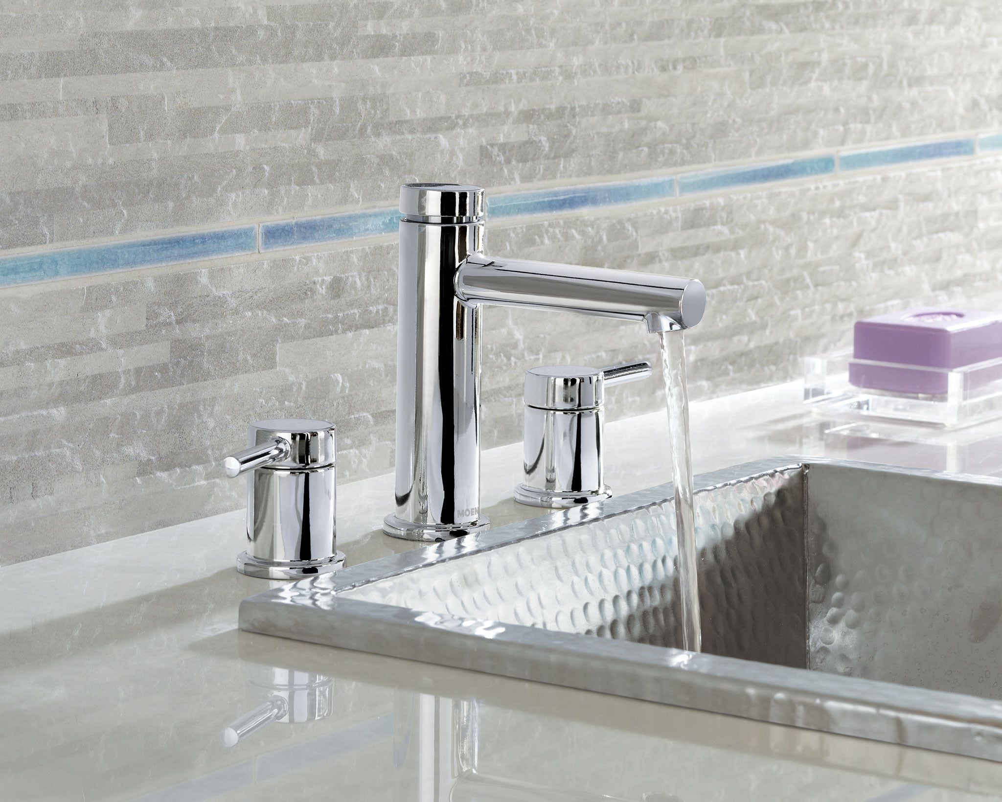 Chrome Modern Widespread Bathroom Faucet with Metal Handles