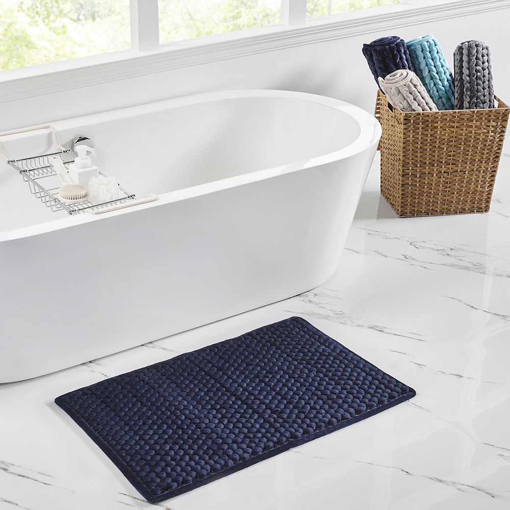 Better Trends BAAL1724NV 17-Inches x 24-Inches Navy Polyester Bath rug