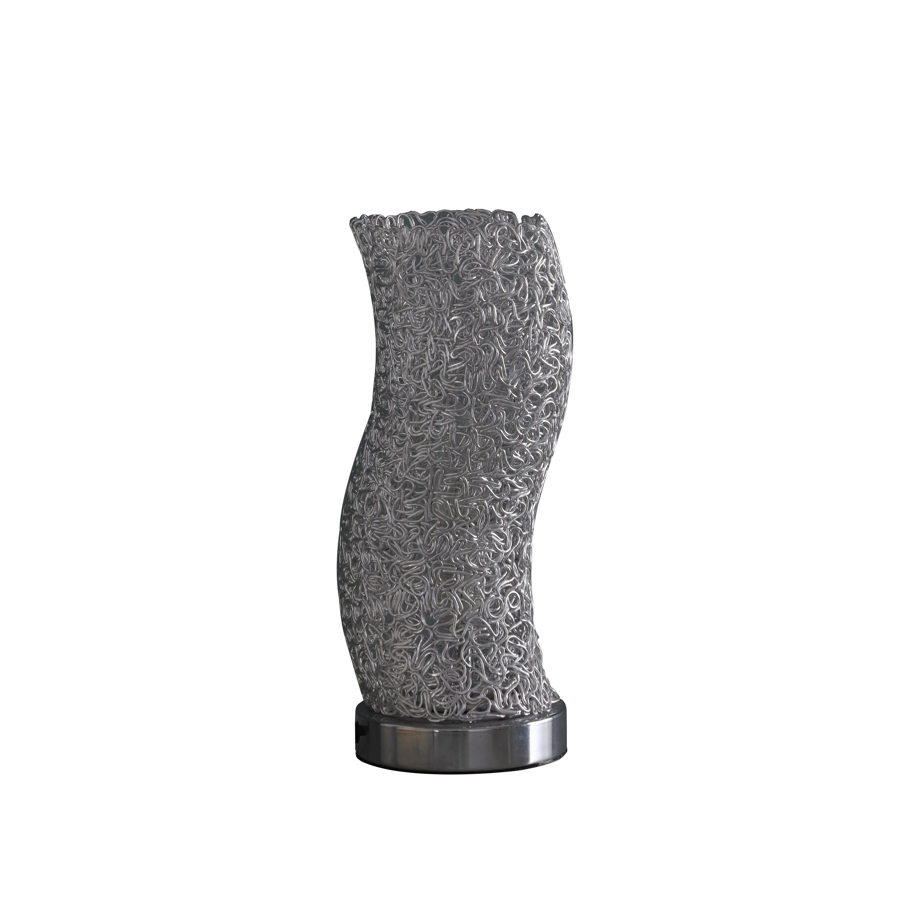 12" Silver Aluminum Curvy Table Lamp with Metal Base