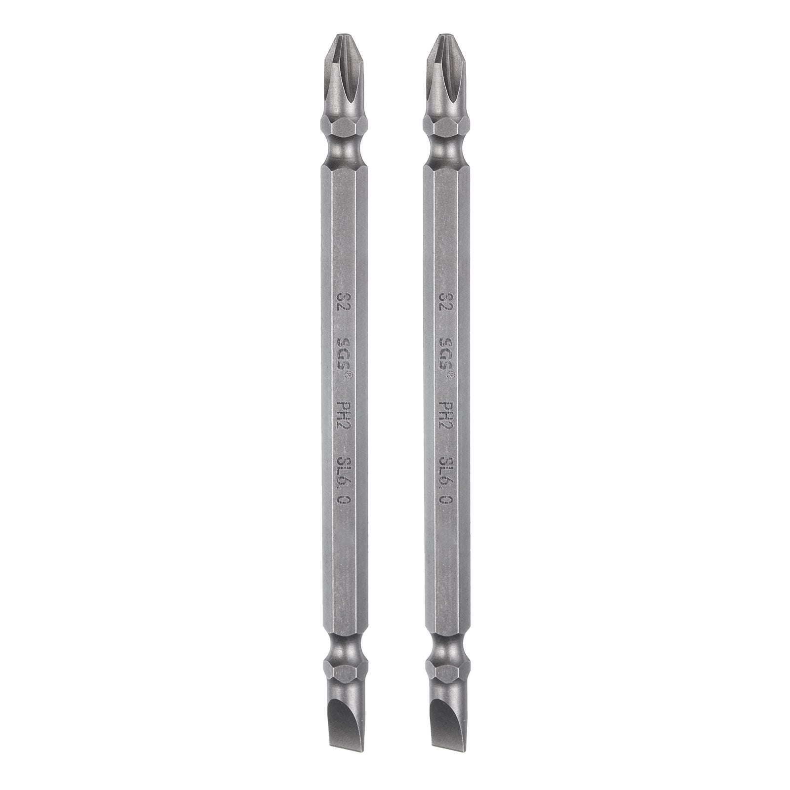 Harfington 2pcs Magnetic Double Ended Screwdriver Bit 6mm PH2/SL6 4.33 Inch Length 1/4 Inch Hex Shank S2 Steel Phillips Cross Slotted Flat Screw Driver Bit
