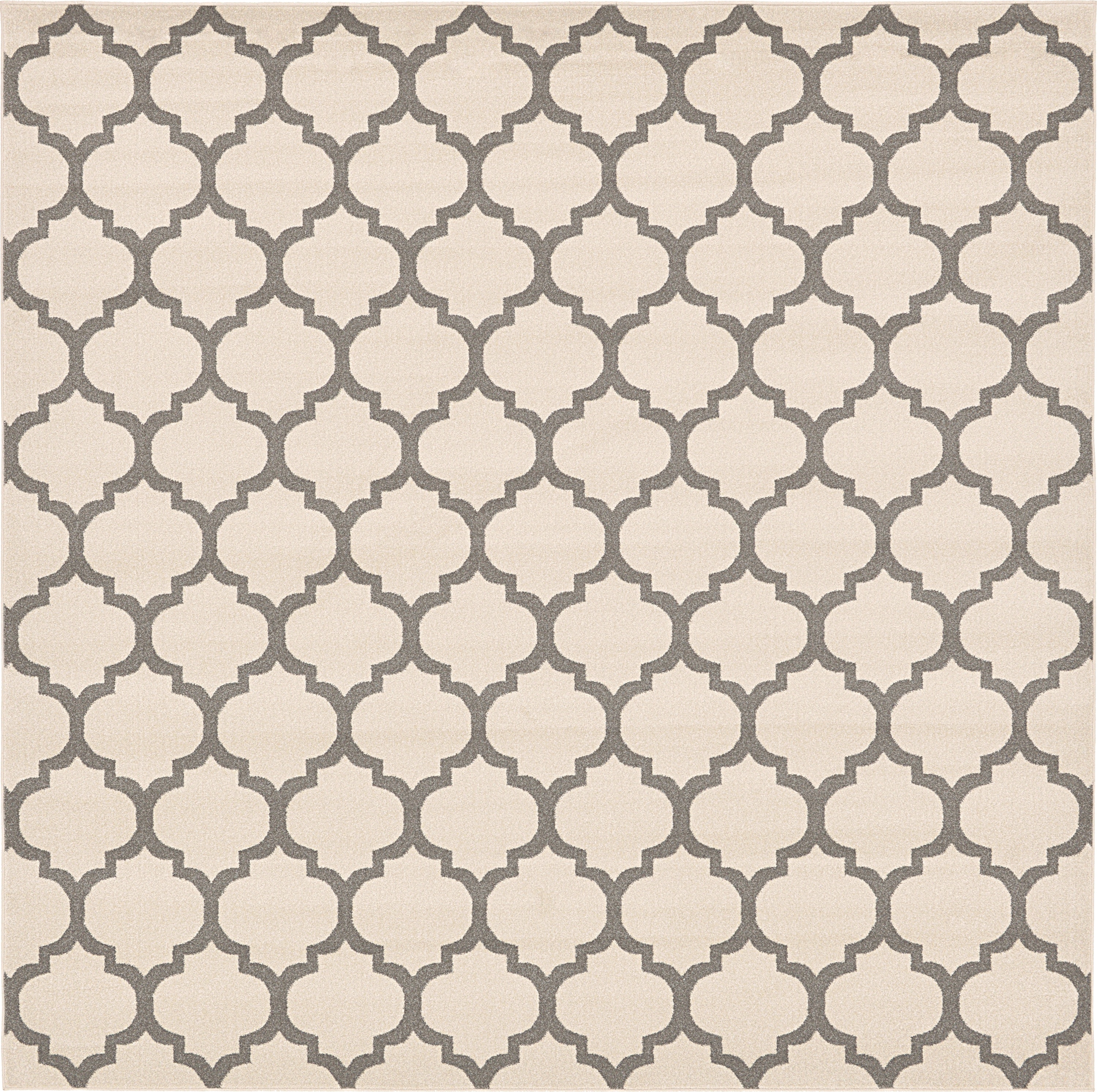 10' x 10' Beige and Gray Trellis Square Rug