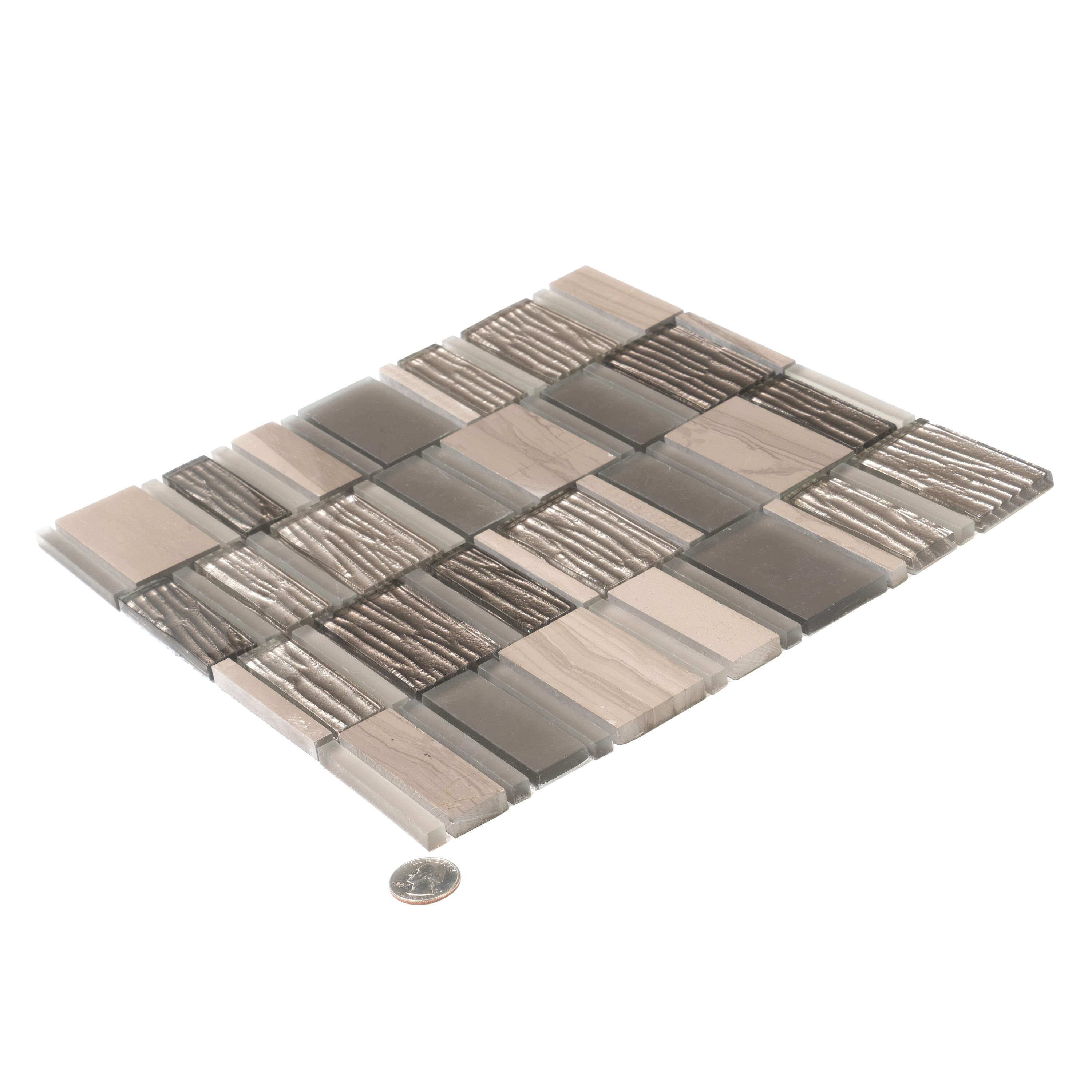 Apollo Tile (Sample) Gray and Beige 4-in x 4-in Honed Marble Linear Mosaic Floor and Wall Tile