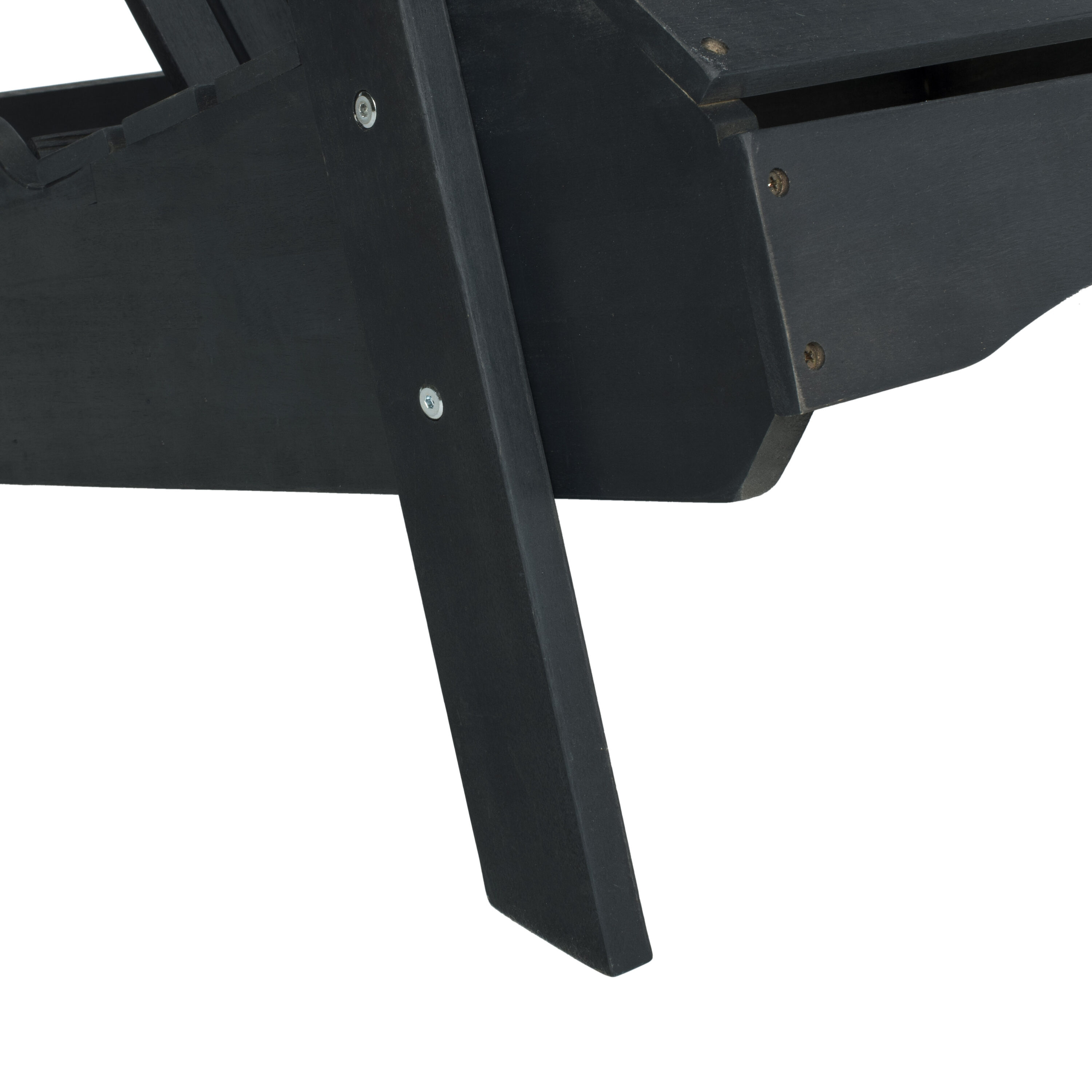 Transitional Black Acacia Adirondack Loveseat Bench, 57"