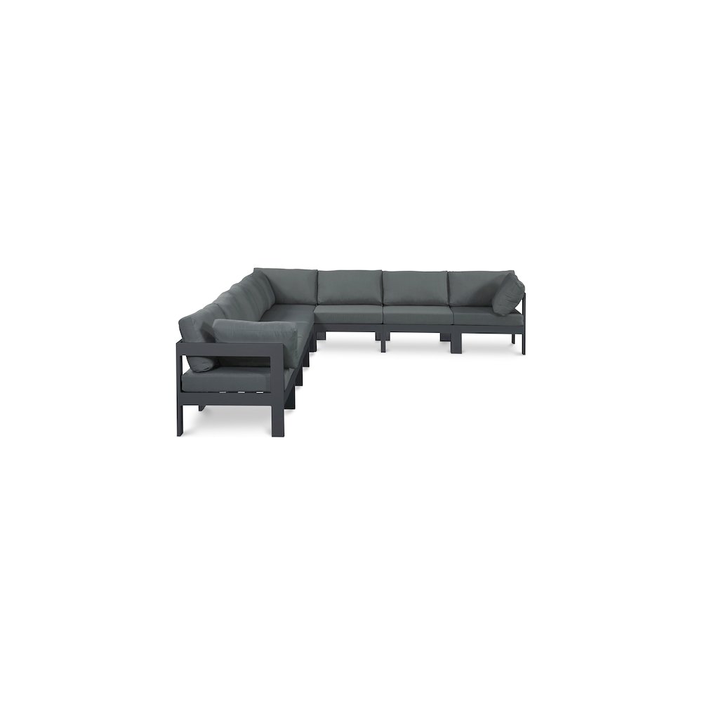 Meridian 376GREY-SEC8A Nizuc Grey Water Resistant Fabric Outdoor Patio Modular Sectional