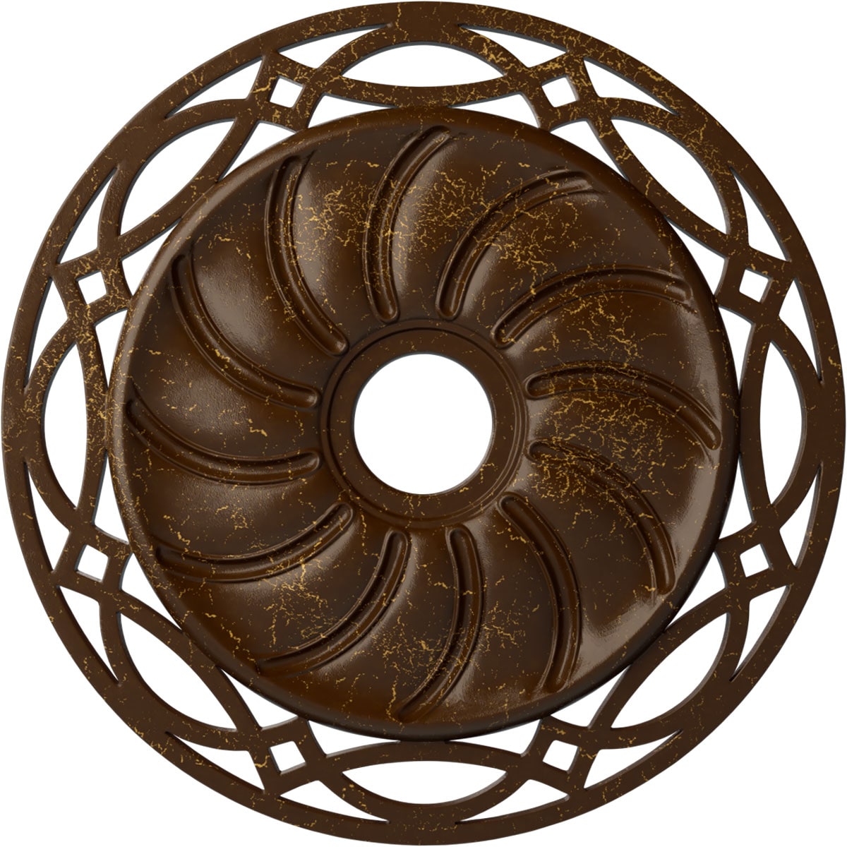 Ekena Millwork CM26LORBC Loera 26.625-in W x 26.625-in L Painted Root Beer Crackle Polyurethane Whole Ceiling Medallion