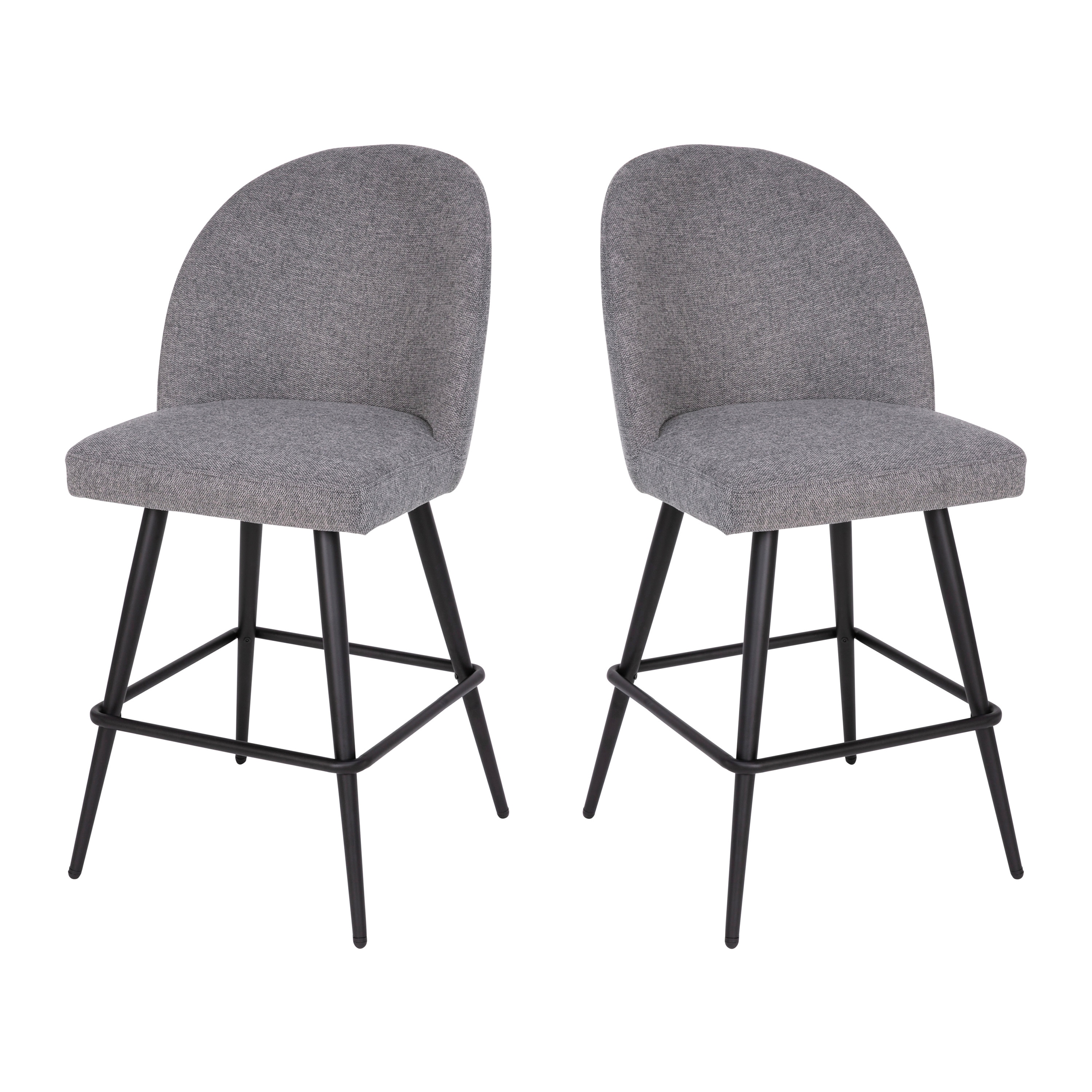 Alita Gray Faux Linen and Metal Counter Stools