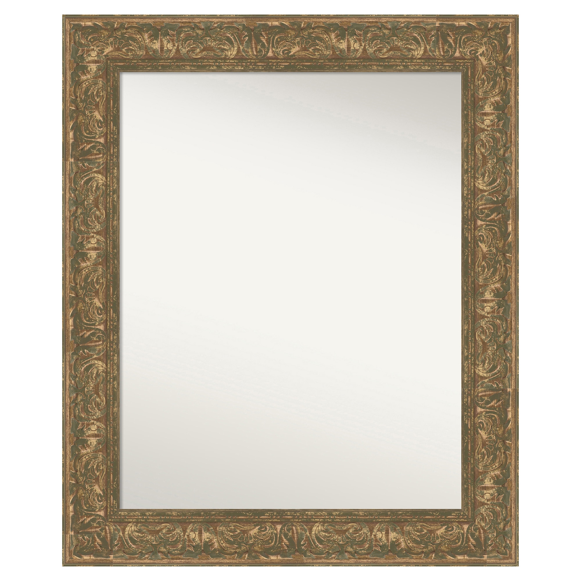 Amanti Art -  Non-Beveled Mirror Luxe Bronze Gold Framed Wood Bathroom Wall Mirror 34.75 x 28.75 in.