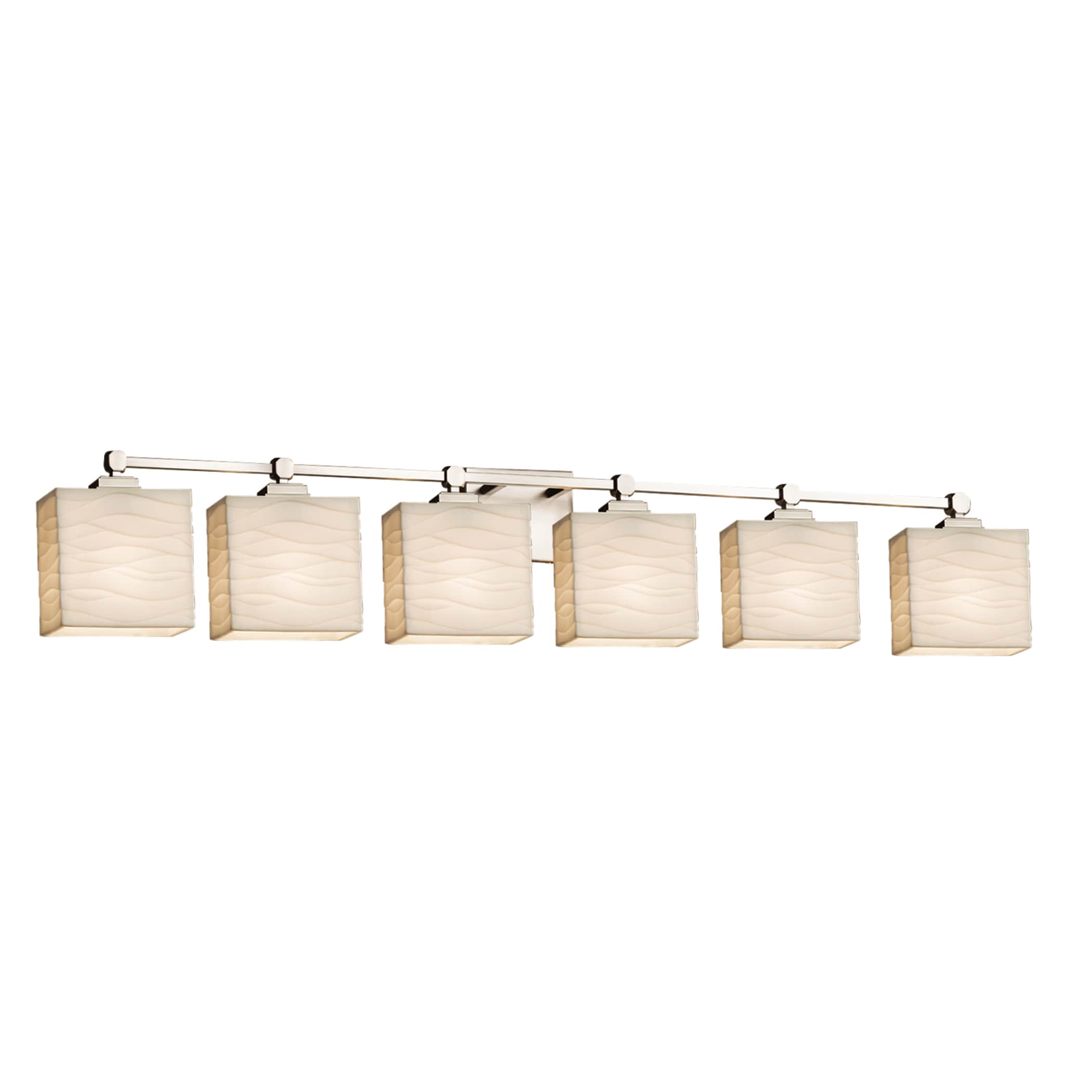 Justice Design Group PNA-8426-55-WAVE-NC Porcelina 50.5-in 6-Light Brushed Nickel Transitional Vanity Light