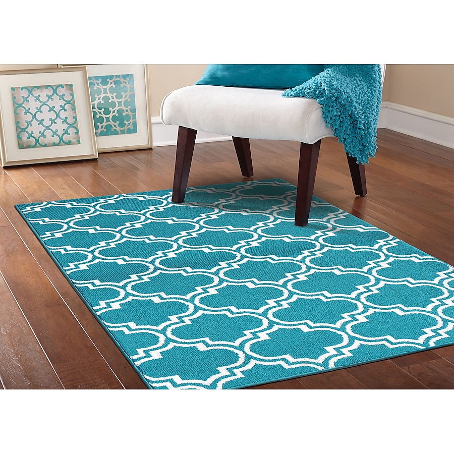 Garland Silhouette 8 x 10 Indigo/White Indoor Trellis Area Rug Garland Silhouette 8 x 10 Indigo/White Indoor Trellis Area Rug