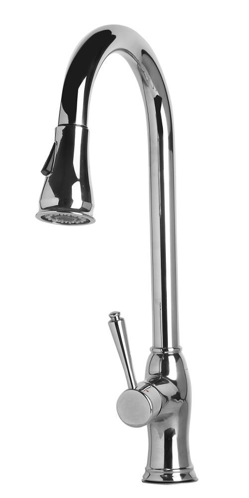 ALFI AB2043-PSS Polished Stainless Steel Single Handle Deck-mount Pull-down Kitchen Faucet with Sprayer