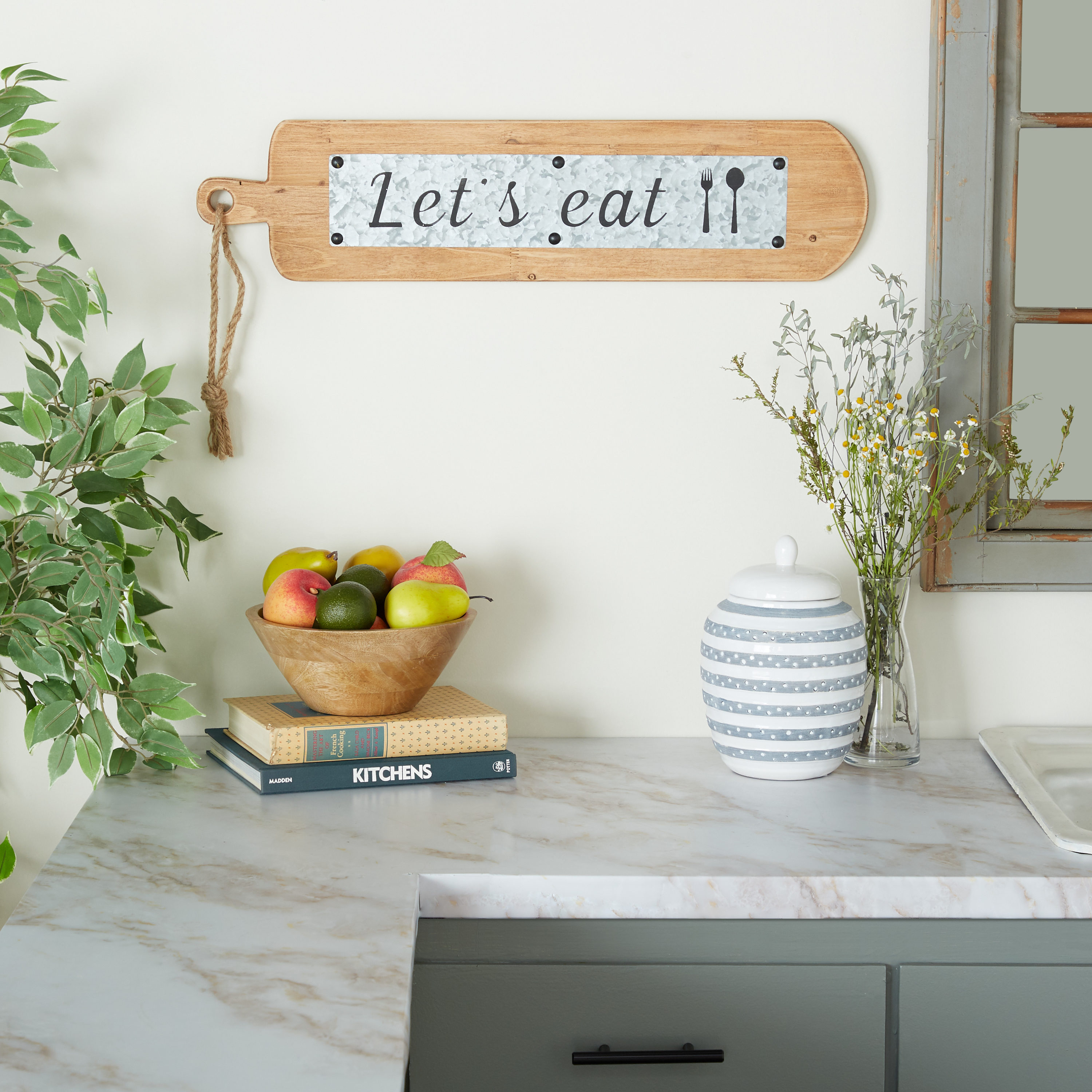 Grayson Lane 85774 29-Inches W x 7-Inches H Wood Lets Eat Sign Wall Phrases Wall accent