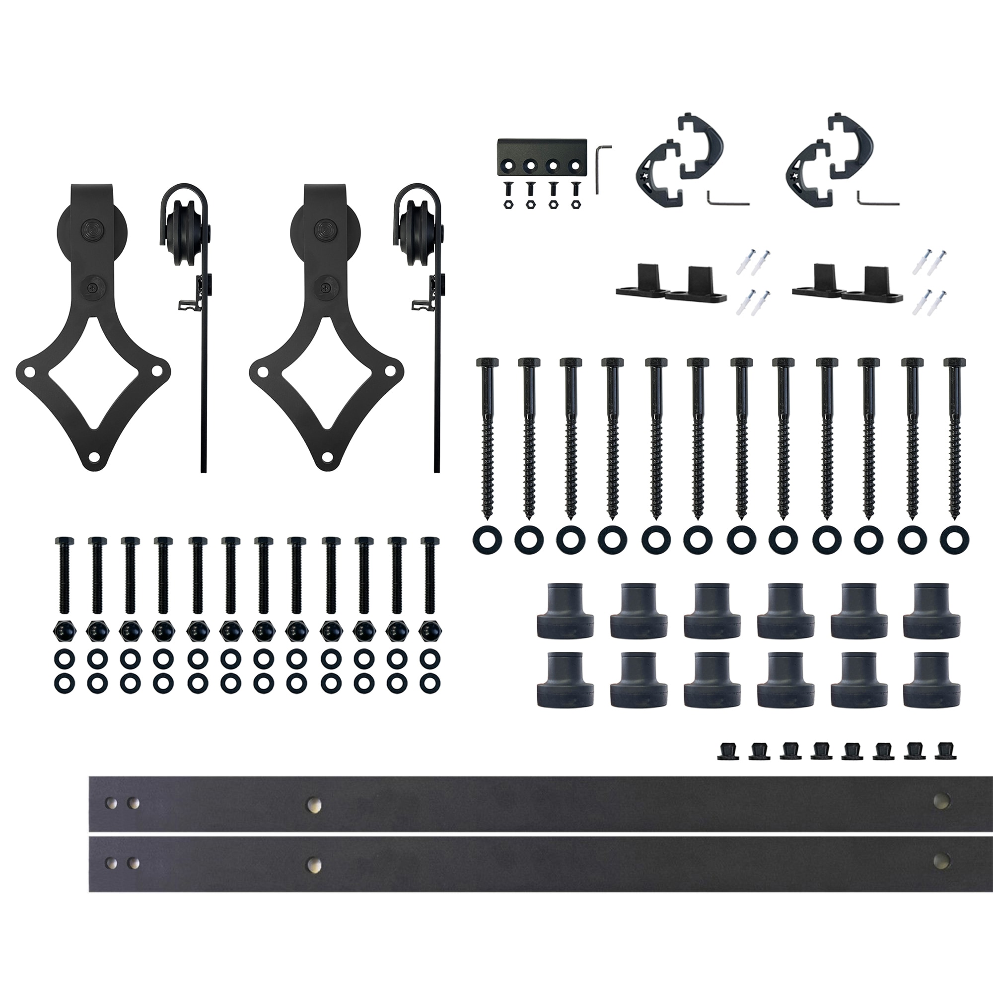 HOMACER LX2TGH180C 180-in Rustic black Black Indoor Diamond Double Barn door hardware kit