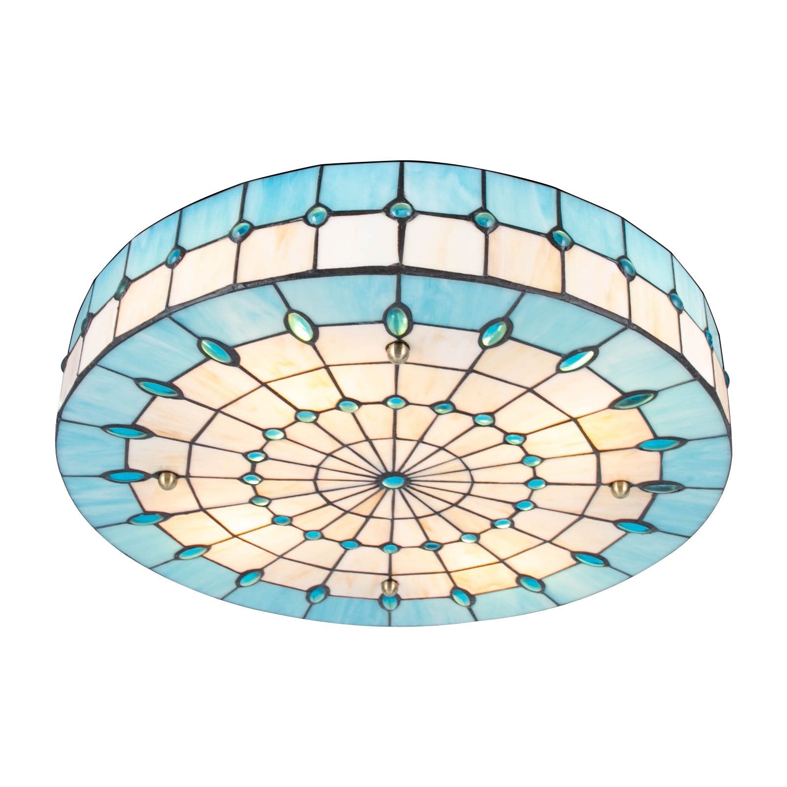 Oukaning JZUC633Q99HCX 4 -Light 20-in Protective shell Blue Flush Mount Light