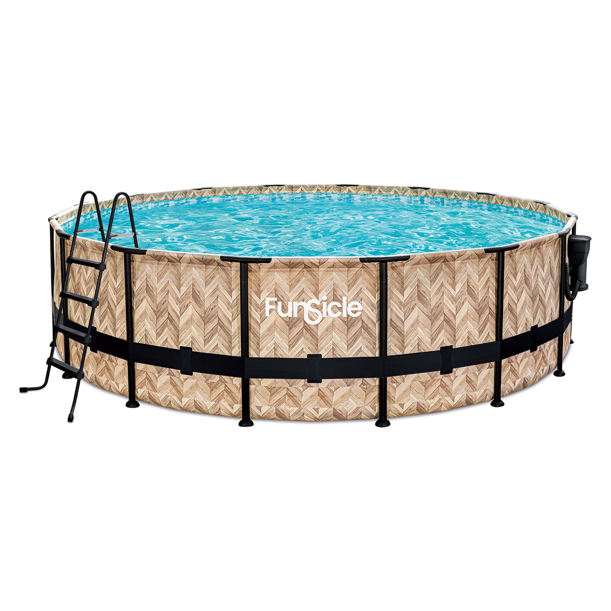 Funsicle 16-ft x 16-ft x 48-in Metal frame Round Above-Ground Pool with Filter Pump with Ground Cloth with Pool Cover with Ladder #308909