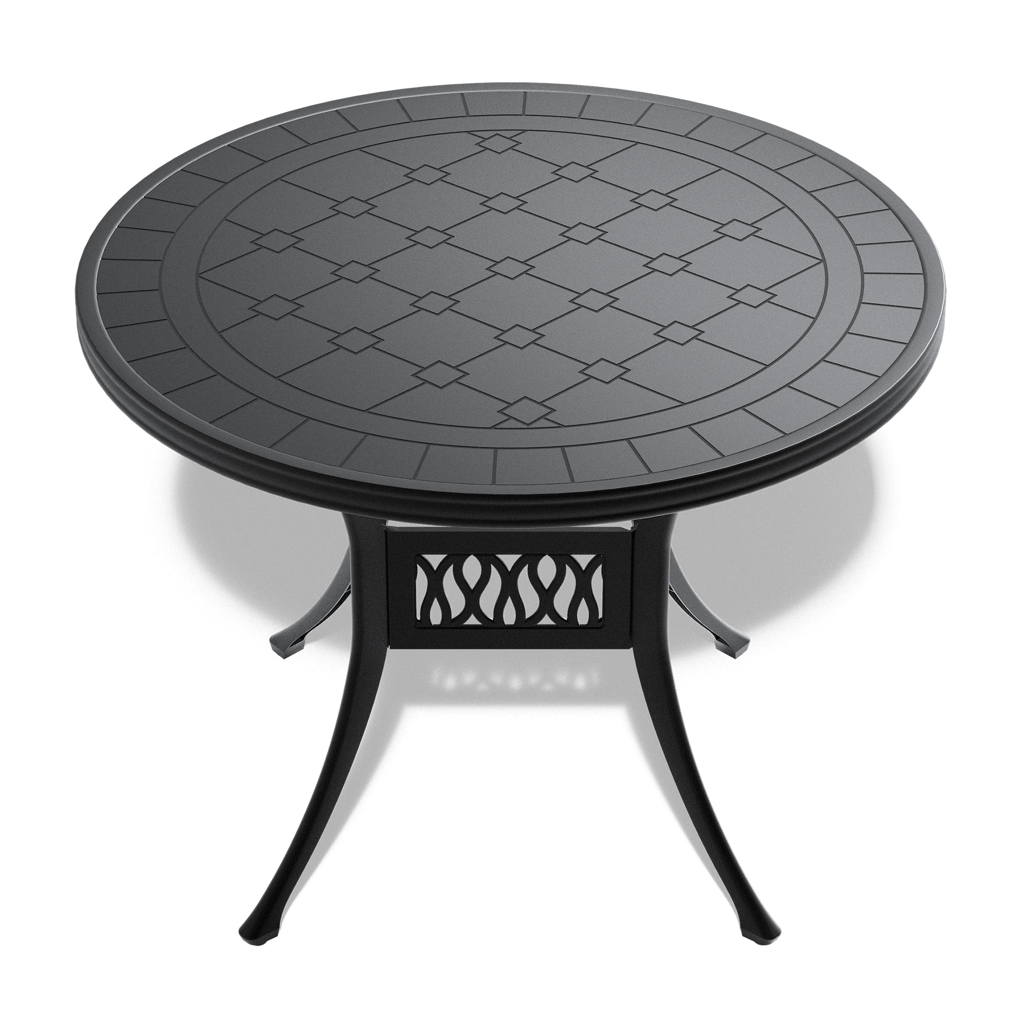 Kahomvis NICE-QP1092-011 Cast Aluminum Patio Dining Table Round Dining Table 39.37-in W x 39.37-in L