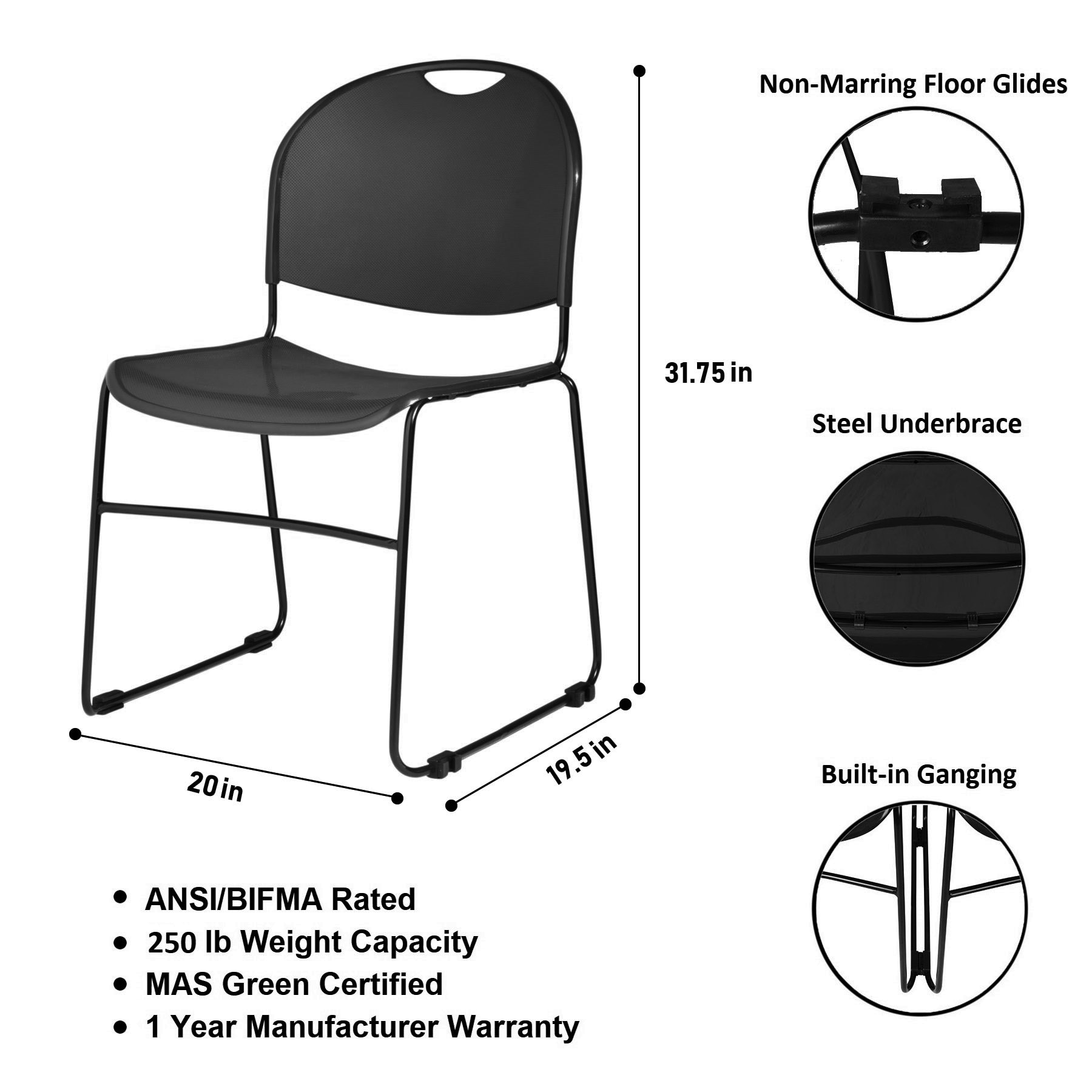 Hampden Furnishings HMD850CBK/4 chairs - View #5