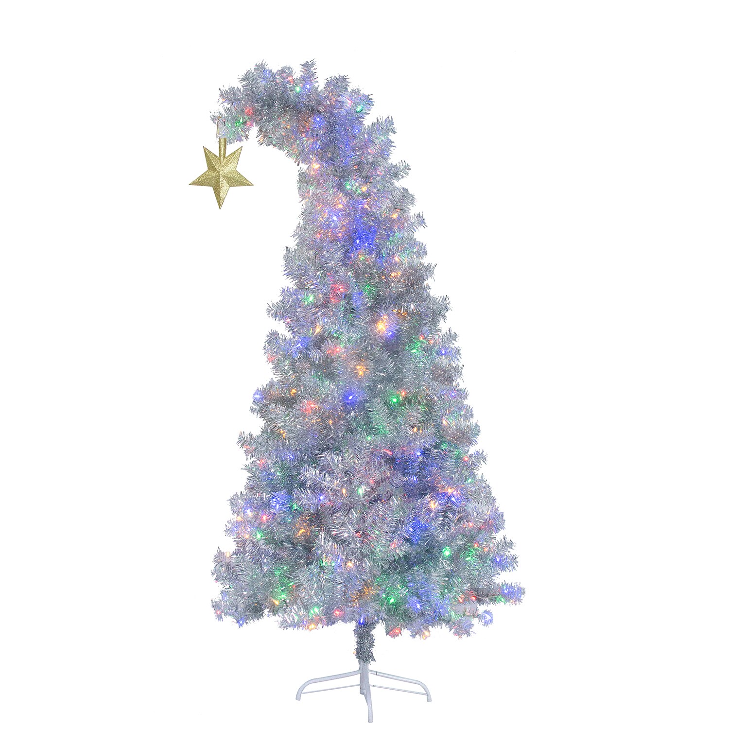 SINOFURN SYA050061PK 7-ft Pre-lit Flocked White Artificial Christmas Tree with LED Lights