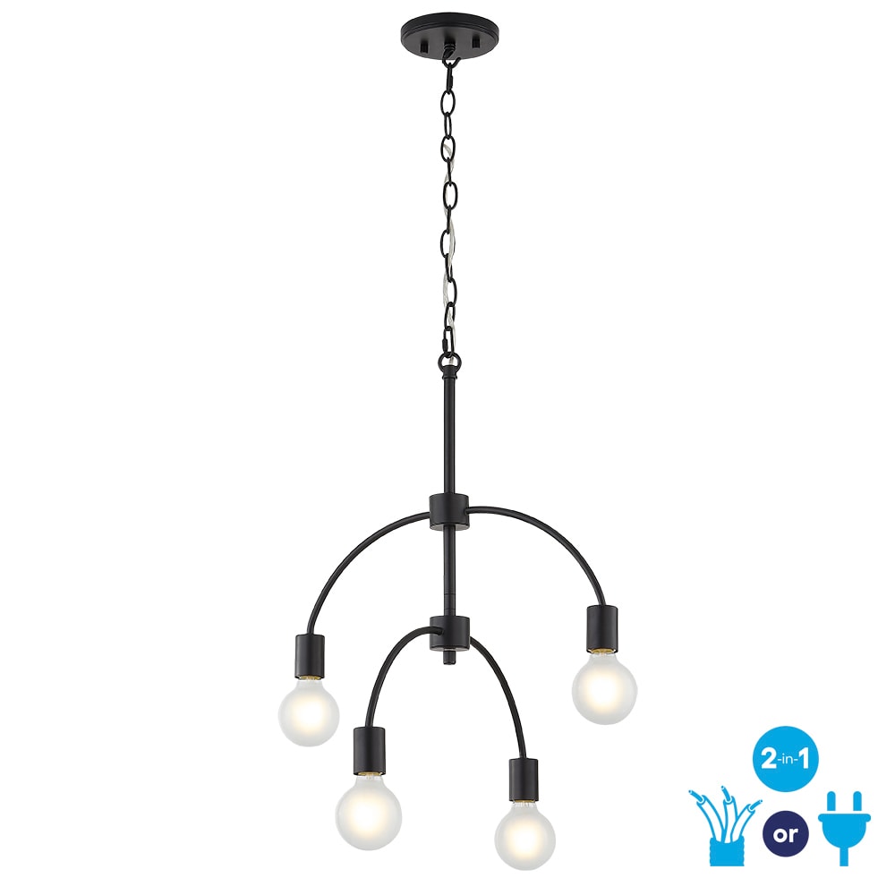 allen + roth LW1878-MB-CV Coover 4 -Light Matte Black Modern/contemporary Teardrop Medium Hanging Pendant light
