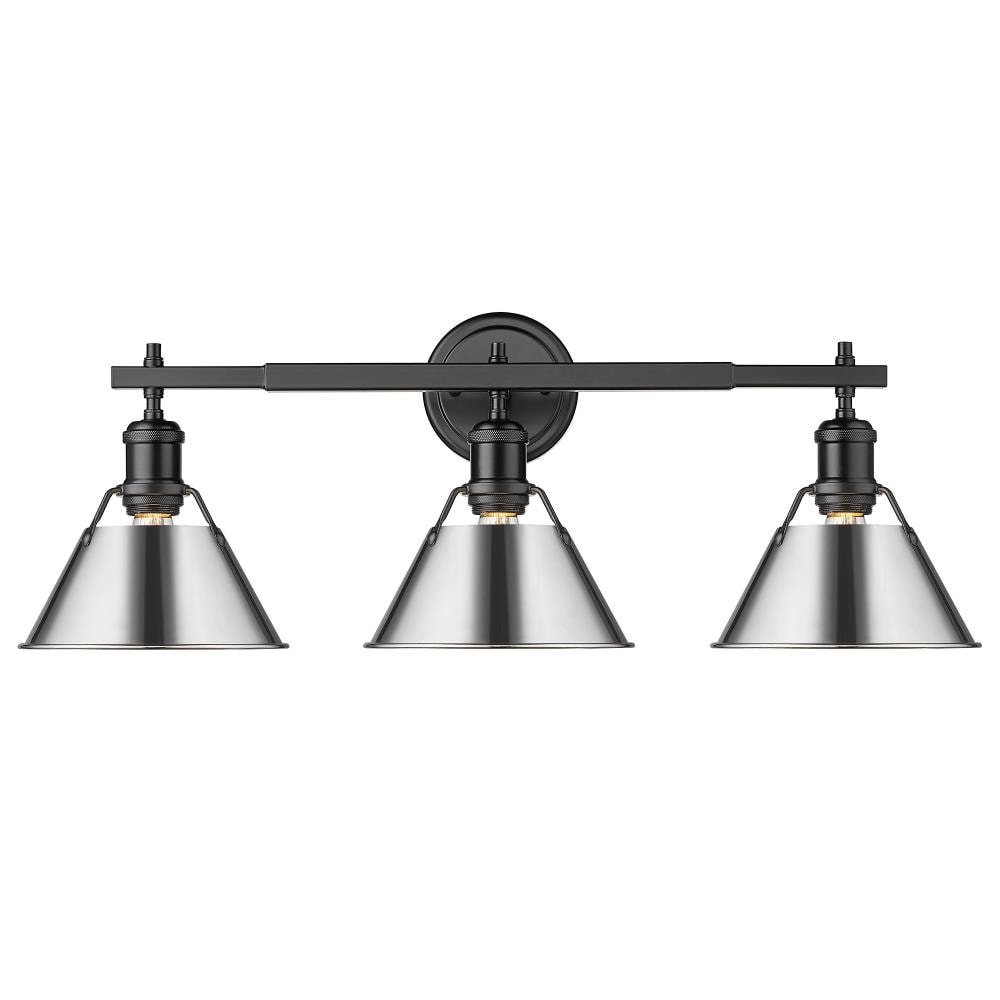 Golden Lighting 3306-BA3 BLK-CH Orwell 27.25-in 3 -Light Matte Black Transitional Vanity light