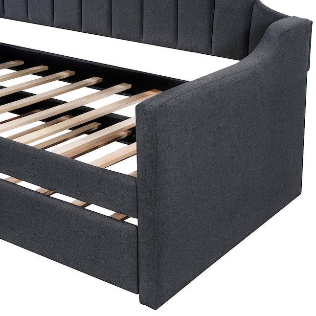 JASMODER Black Twin Composite Platform Bed in the Beds department at ...
