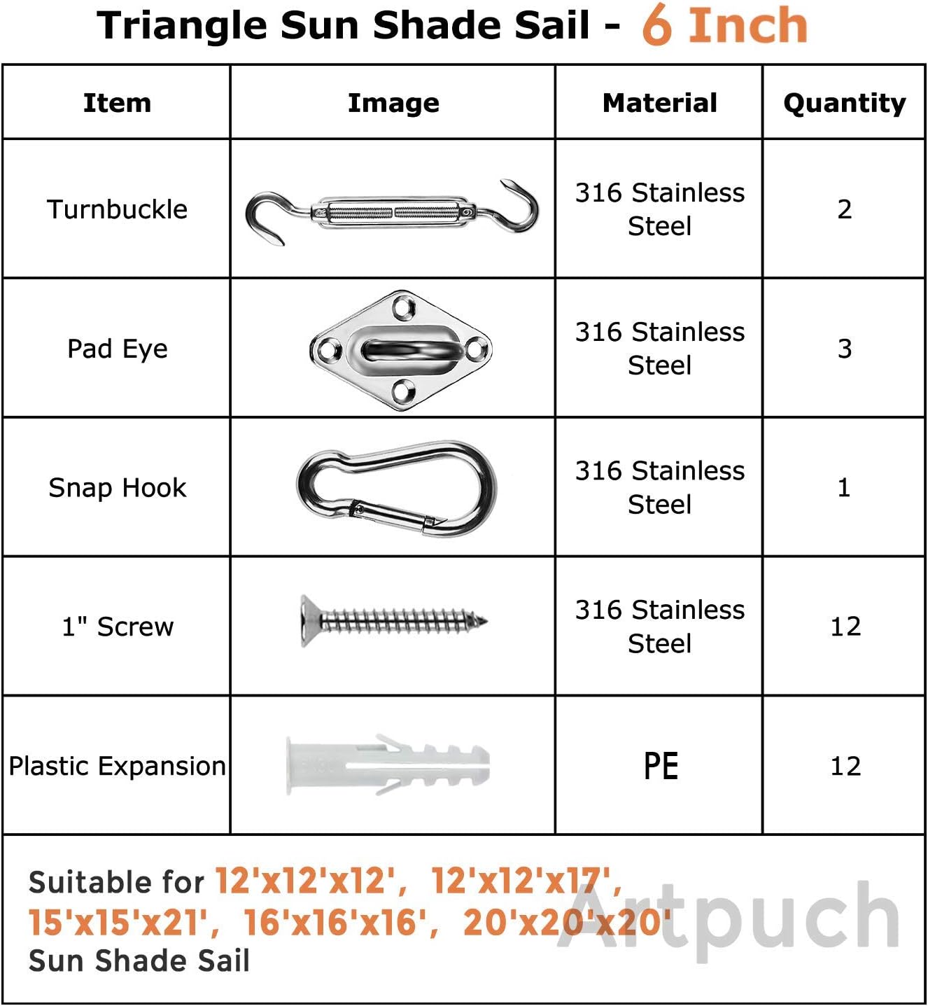 Artpuch ARTPUCH-B077RY6RYW Shade-Sail-Fabric-Access - View #4