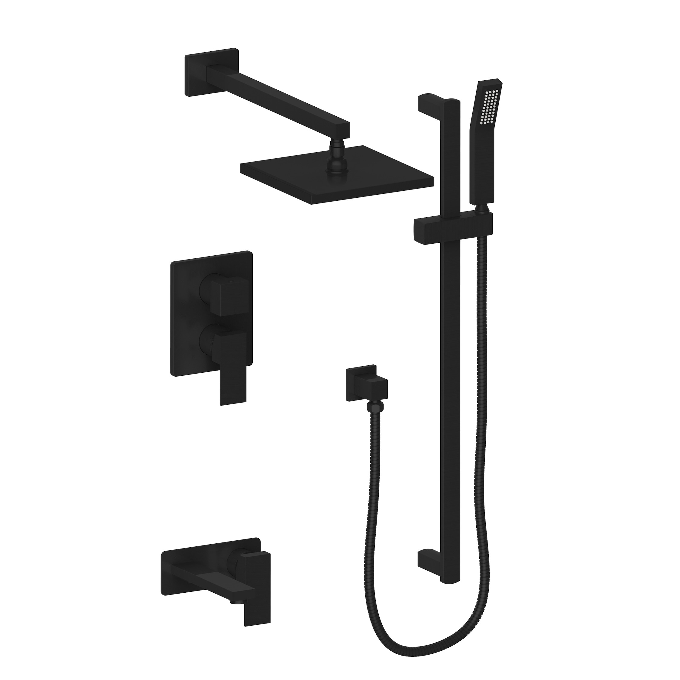 ZLINE KITCHEN & BATH BLS-SHS12-MB Matte Black Waterfall Dual Head Shower Faucet Bar System with 2-way Diverter ( Cartridge Valve Included )