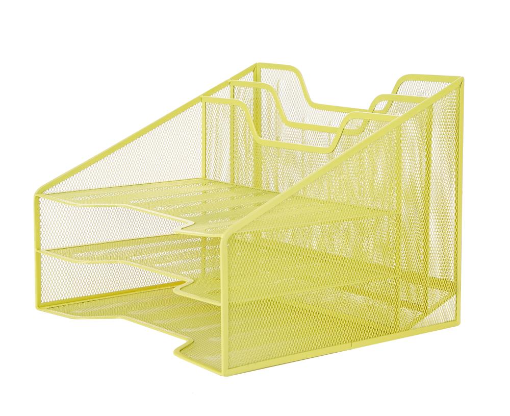 Mind Reader Metal Letter Tray, Pack of 1, Yellow in the Desktop