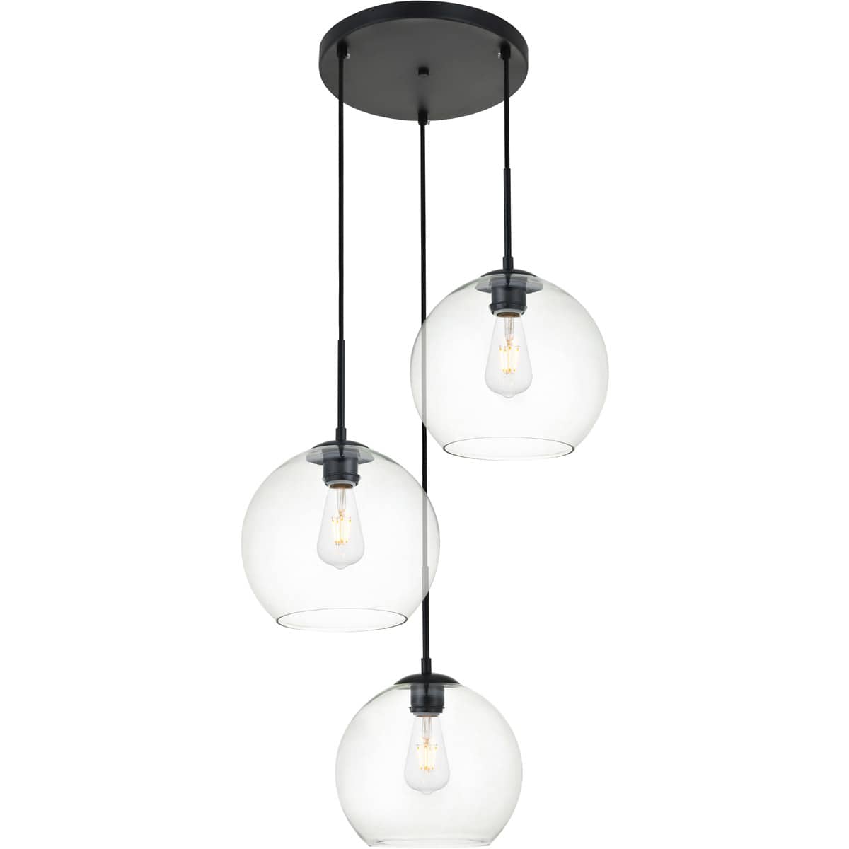 Decovio  12706-BI3 Huntington 3 Light 201 inch Black Pendant Ceiling Light