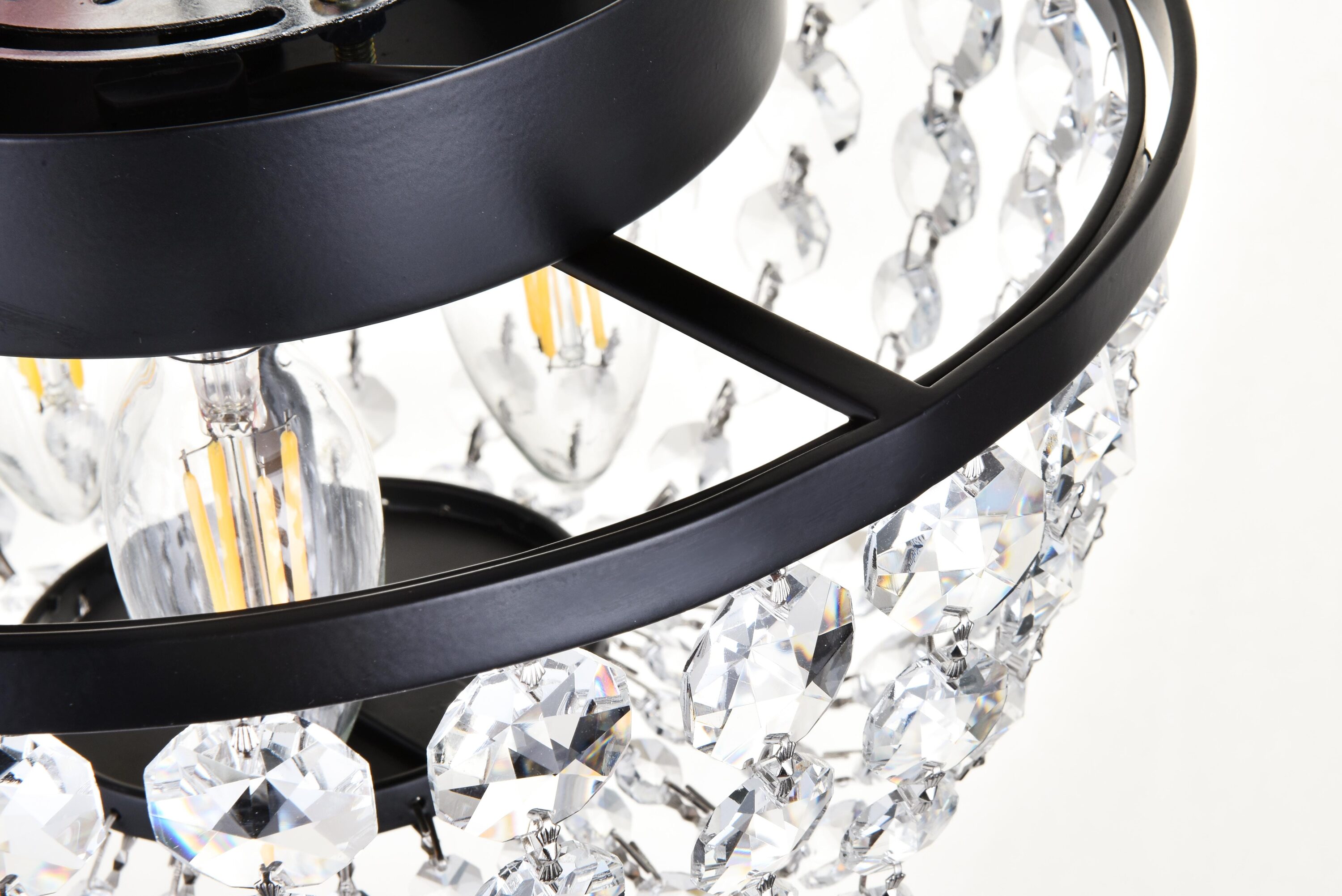 Cora 10-Inch Black Iron and Crystal Flush Mount Light
