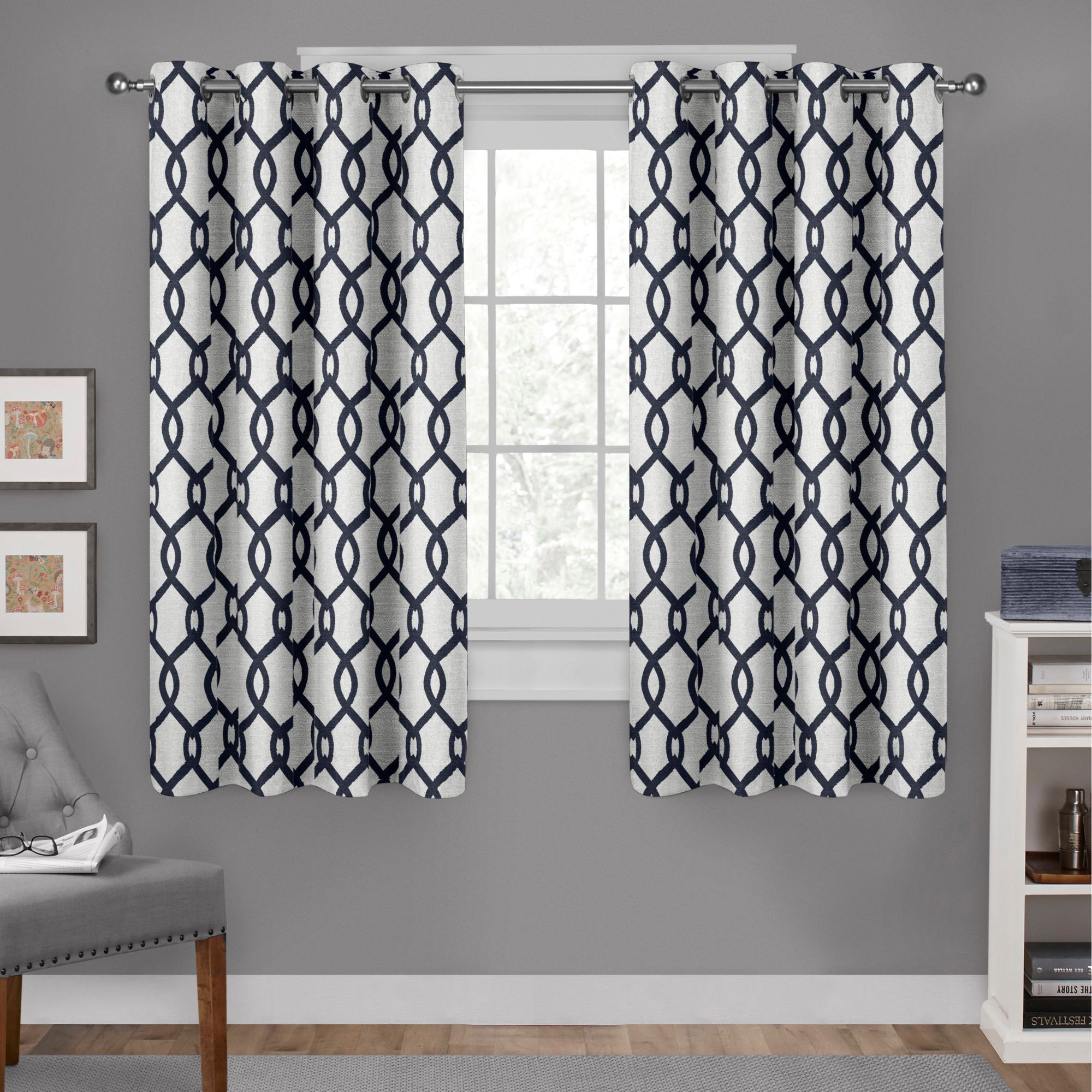 Exclusive Home EH8270-06 2-63G 63-in Indigo Geometric Light filtering Grommet Curtain panel pair