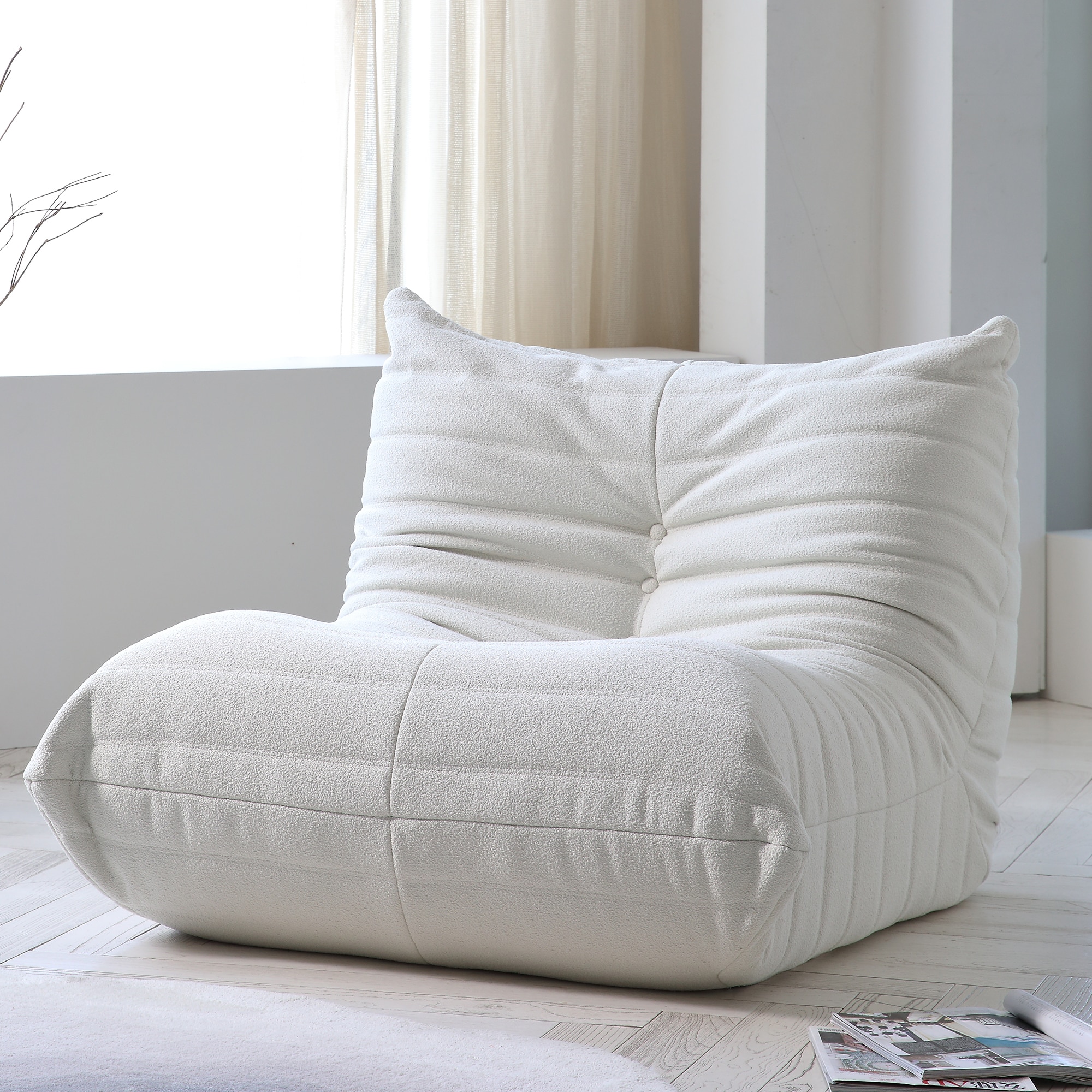 BuotiqHom DH-S1-117BE 45-in Casual Beige Velvet 1 -seater Sofa
