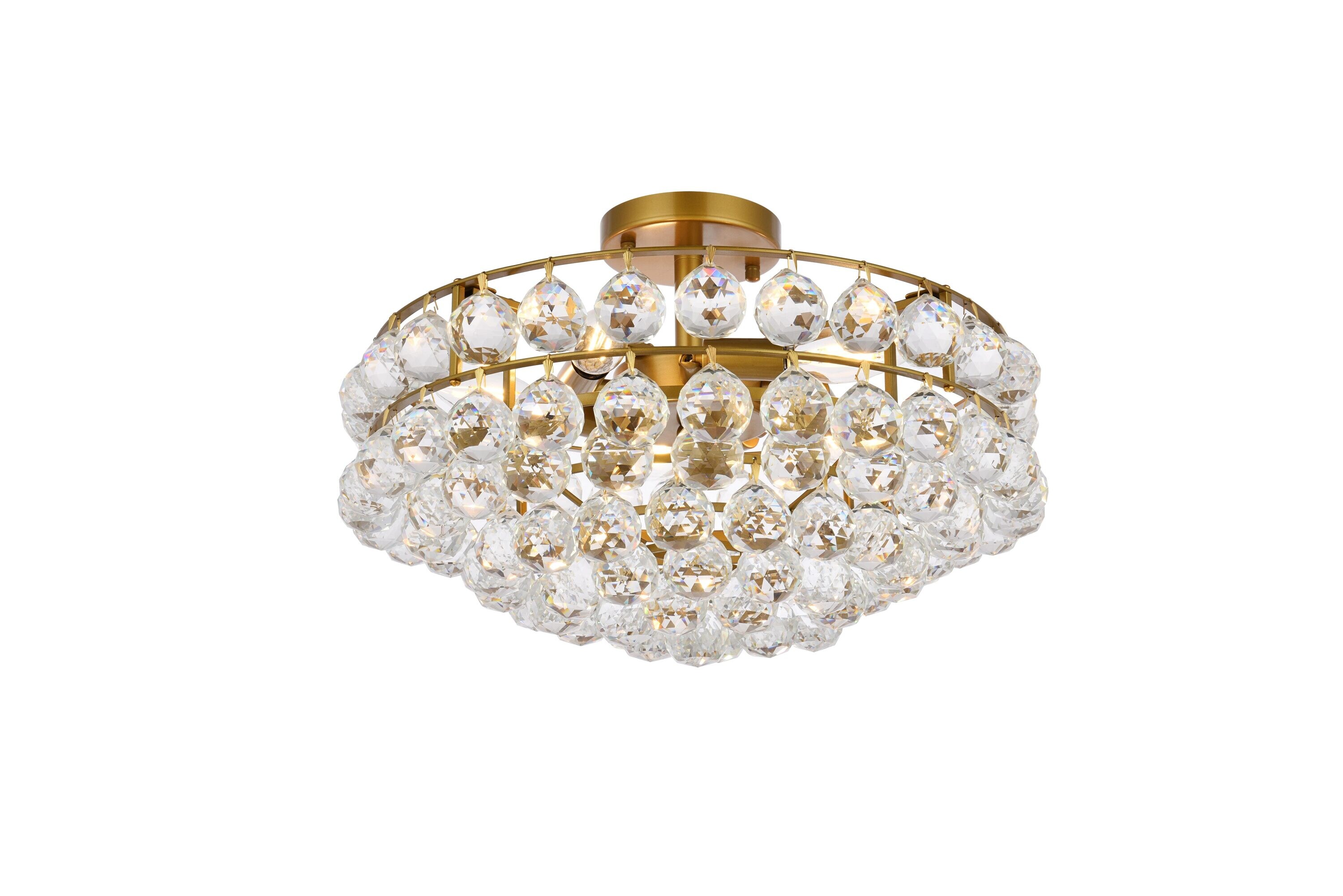 Savannah 18'' Brass and Crystal 5-Light Flush Mount