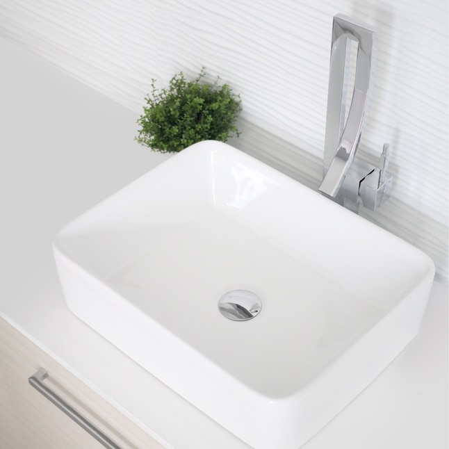 Stylish Porcelain Sinks White Vessel Rectangular Modern Bathroom Sink 18 7 In X 14 5 The Department At Com - Best Porcelain Bathroom Sinks