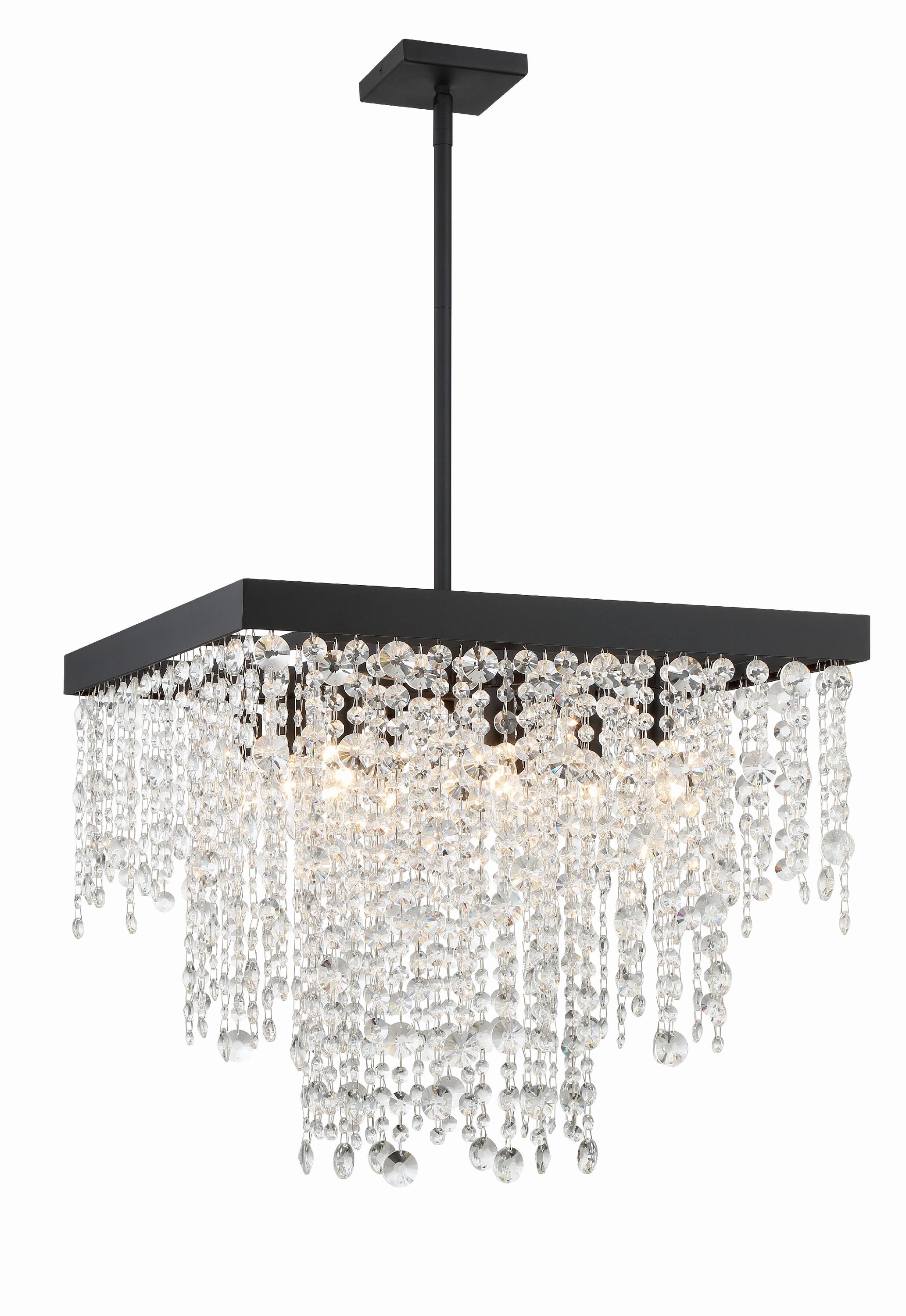 Crystorama WIN-618-BF-CL-MWP Winham 8 -Light Matte Black Transitional Crystal For Use in Bathrooms, Bedrooms, Dining Rooms, Foyers, Kitchens, Living Rooms Chandelier