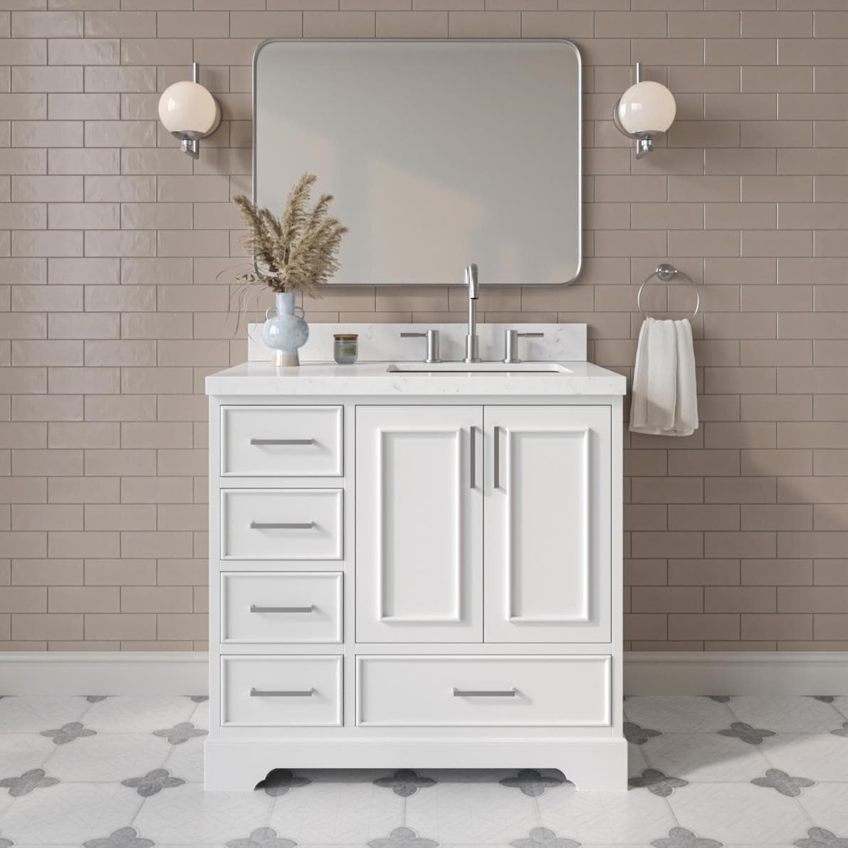 ARIEL Stafford Undermount Single Sink Bathroom Vanity with Quartz or Marble Top