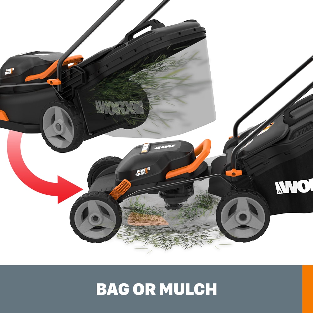 WORX WG779 40V 14 Lawn Mower with Grass Collection Bag and Mulcher (2 x  4.0 Ah Batteries and 1 x Charger) Black WG779 - Best Buy