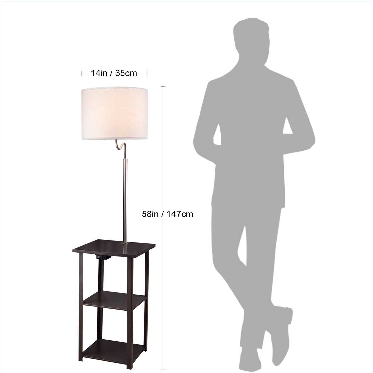 Naturefalls Table Lamp in Brown Mix Metal featuring Storage Shelving ...