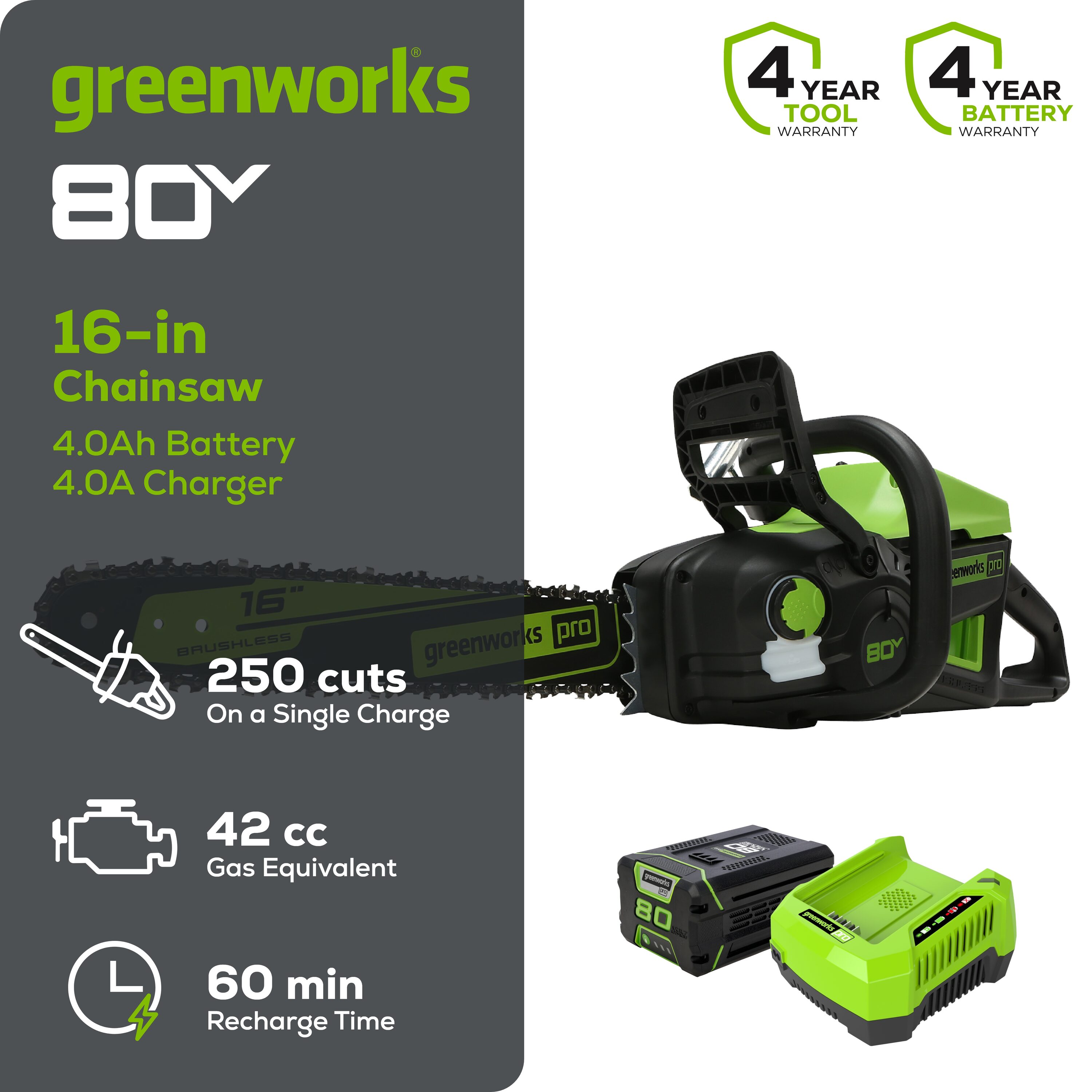 Greenworks CS80L05 Cordless-Chainsaw - View #2