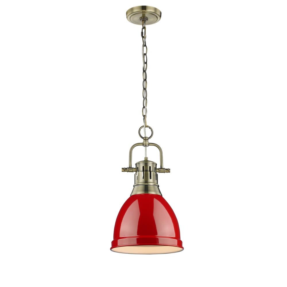 Golden Lighting 3602-S AB-RD Duncan Aged Brass Transitional Dome Medium Hanging Pendant light