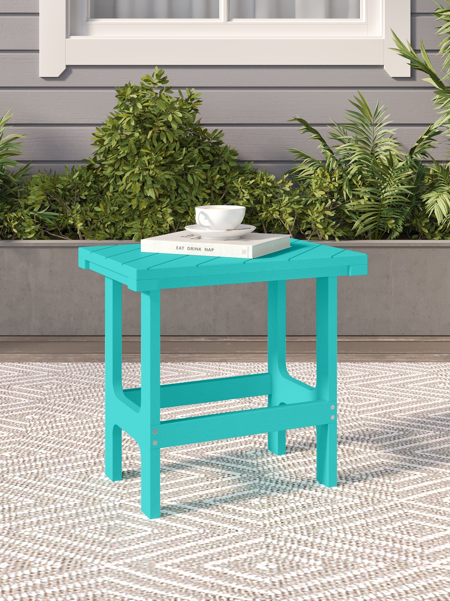 Crystal Harbor Collection - Adirondack Turquoise Rectangle Outdoor End Table 13-in W x 18-in L