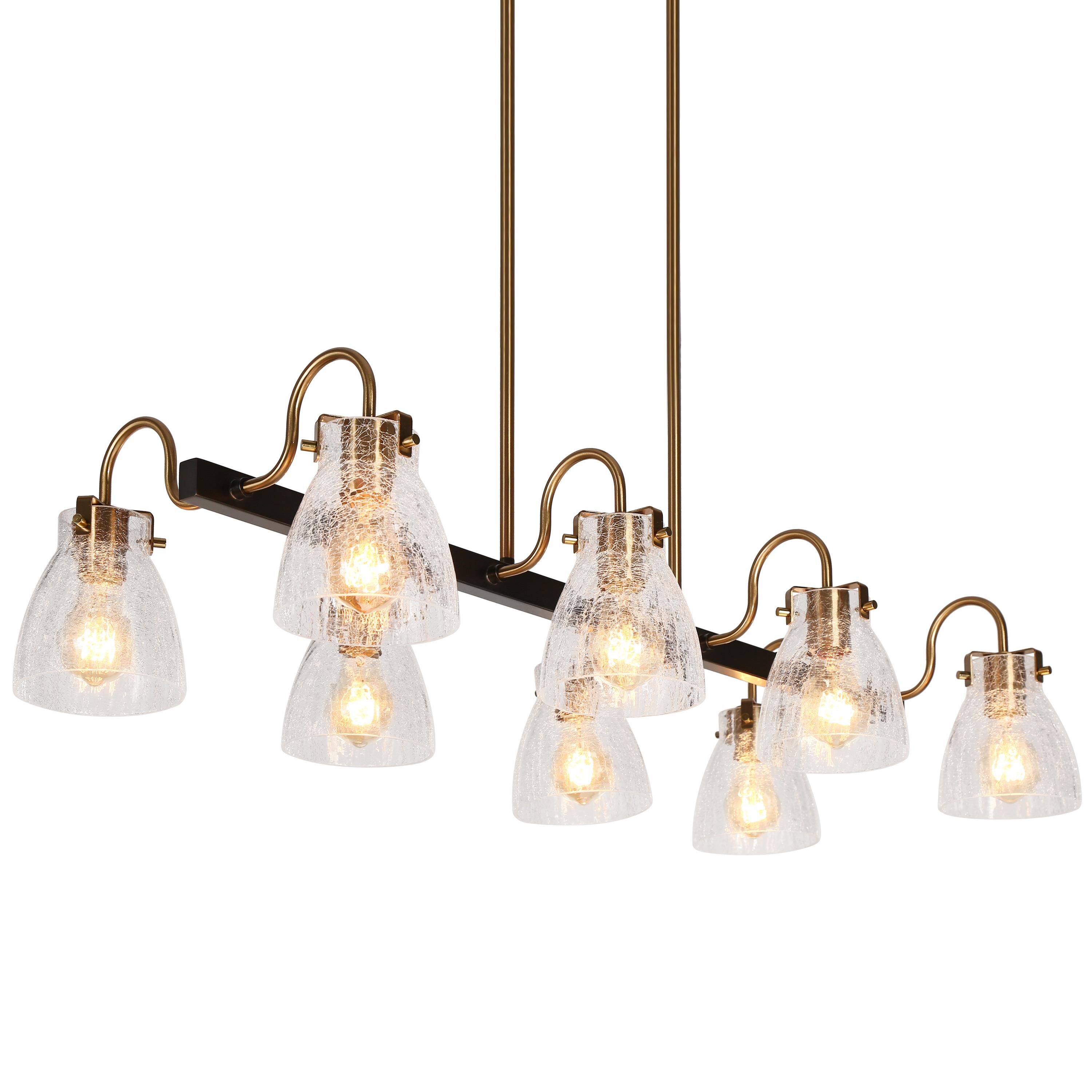Dawn Industrial 8-Light Matte Black and Brass Kitchen Island Chandelier
