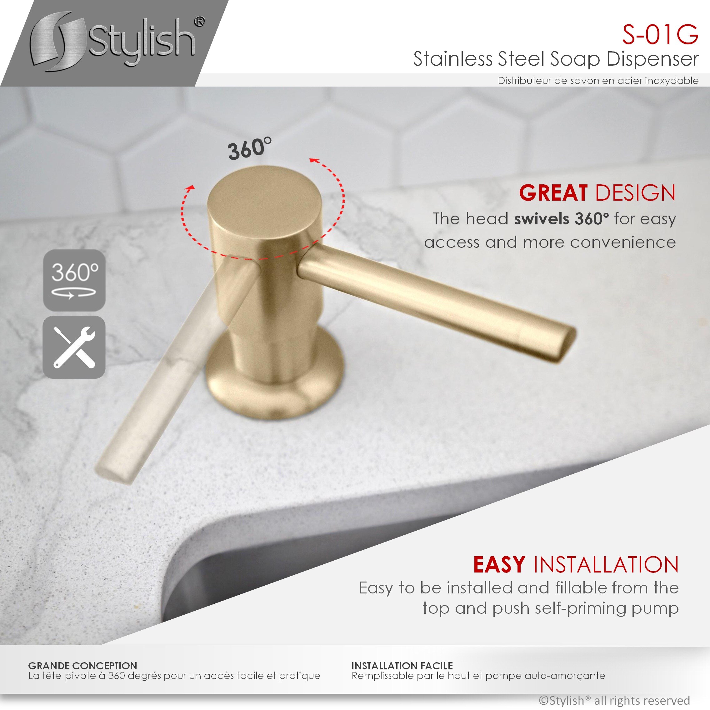 Stylish S-01G Soap-Lotion-Dispensers - View #6
